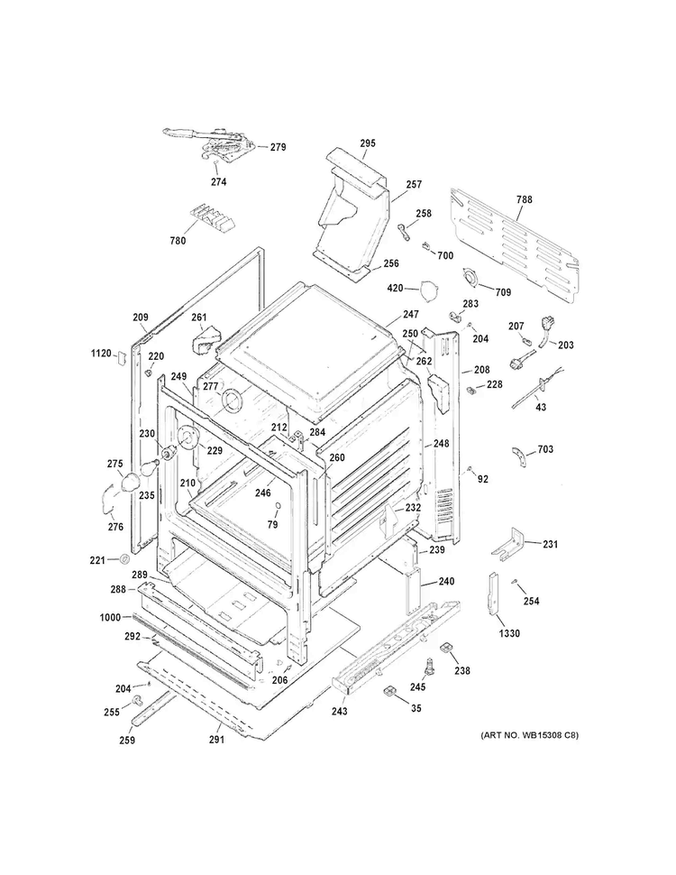 Body Parts Diagram and Parts List for JGB640DEF4WW  General Electric Range