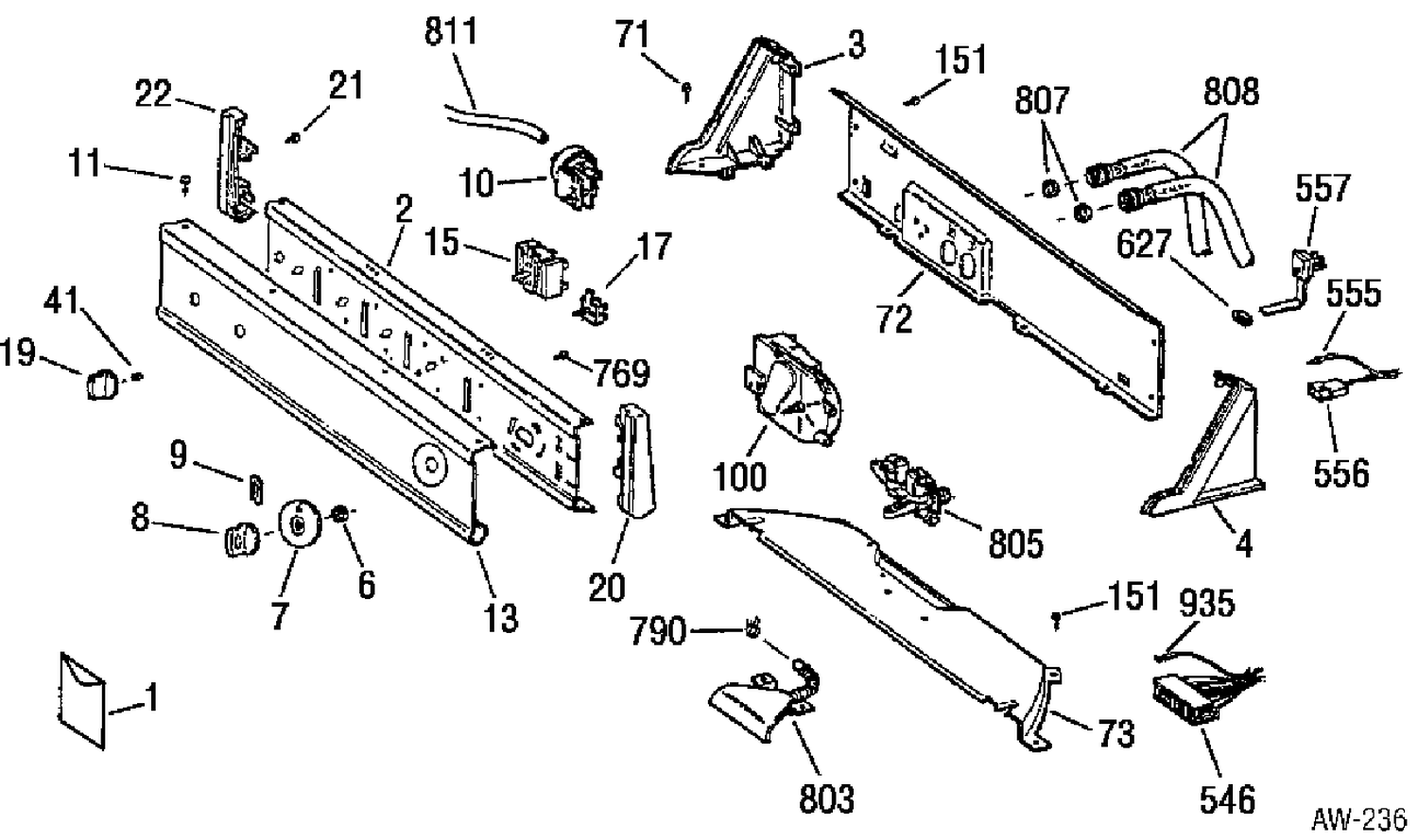 CONTROL GROUP Diagram and Parts List for CCSR2080Y0WW  General Electric Washer