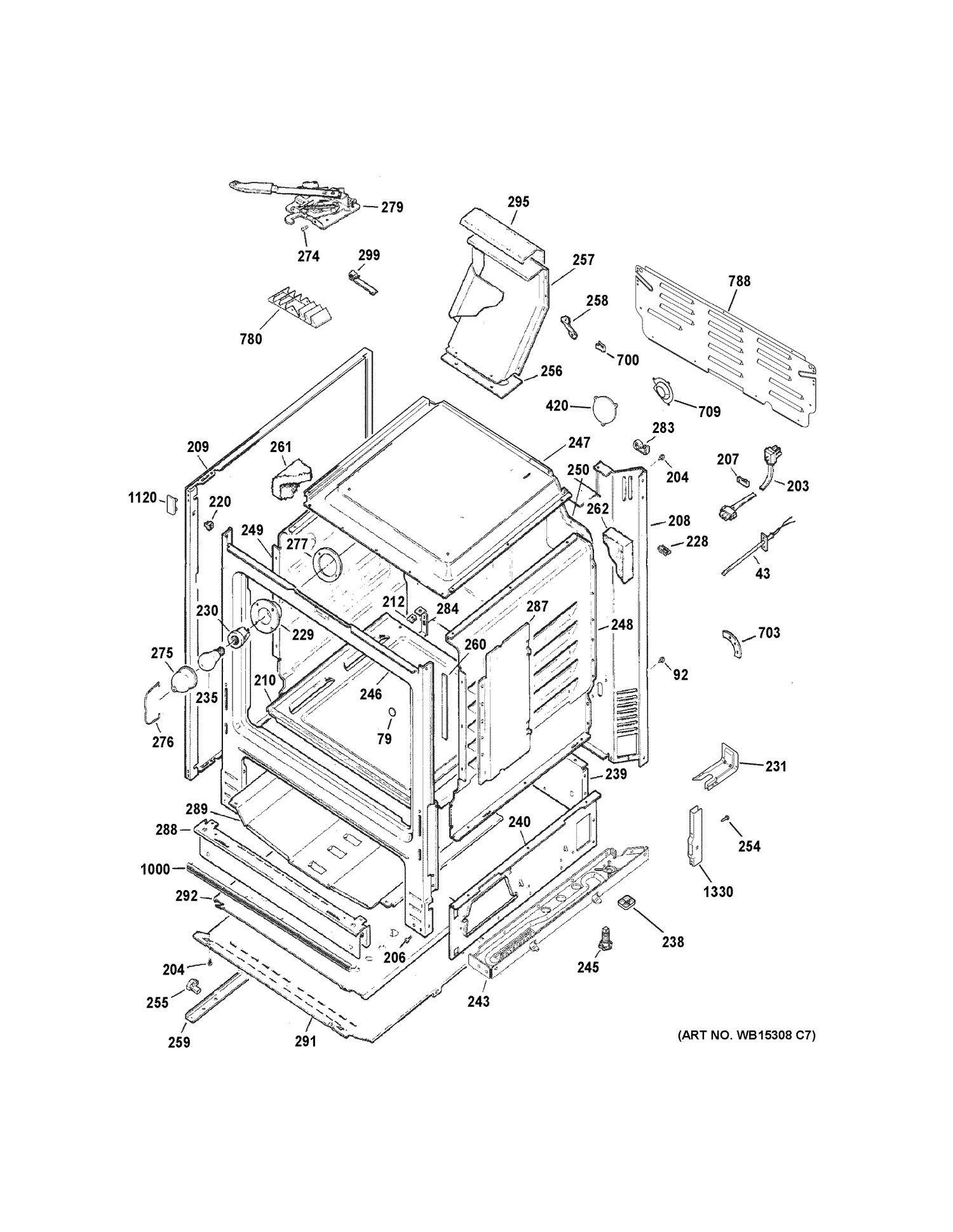 BODY PARTS Diagram and Parts List for JGB640DEF2BB  General Electric Range