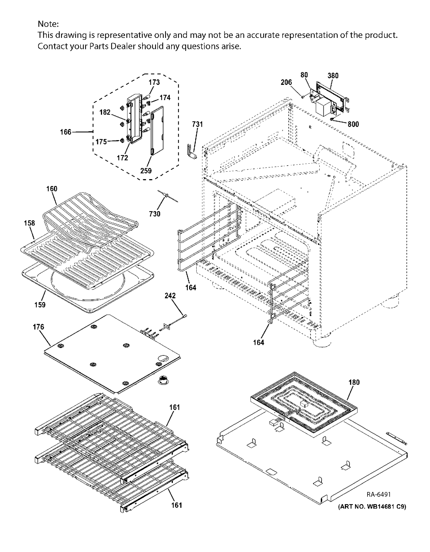 OVEN CAVITY PARTS Diagram and Parts List for ZDP364NDP8SS  General Electric Range