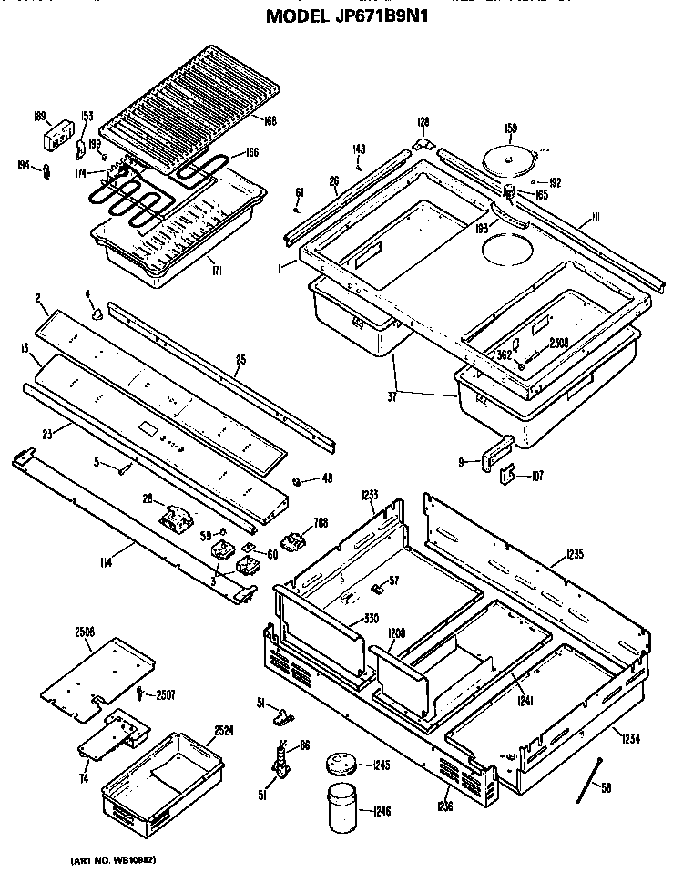 Section 3 Diagram and Parts List for JP671B9N1  General Electric Range