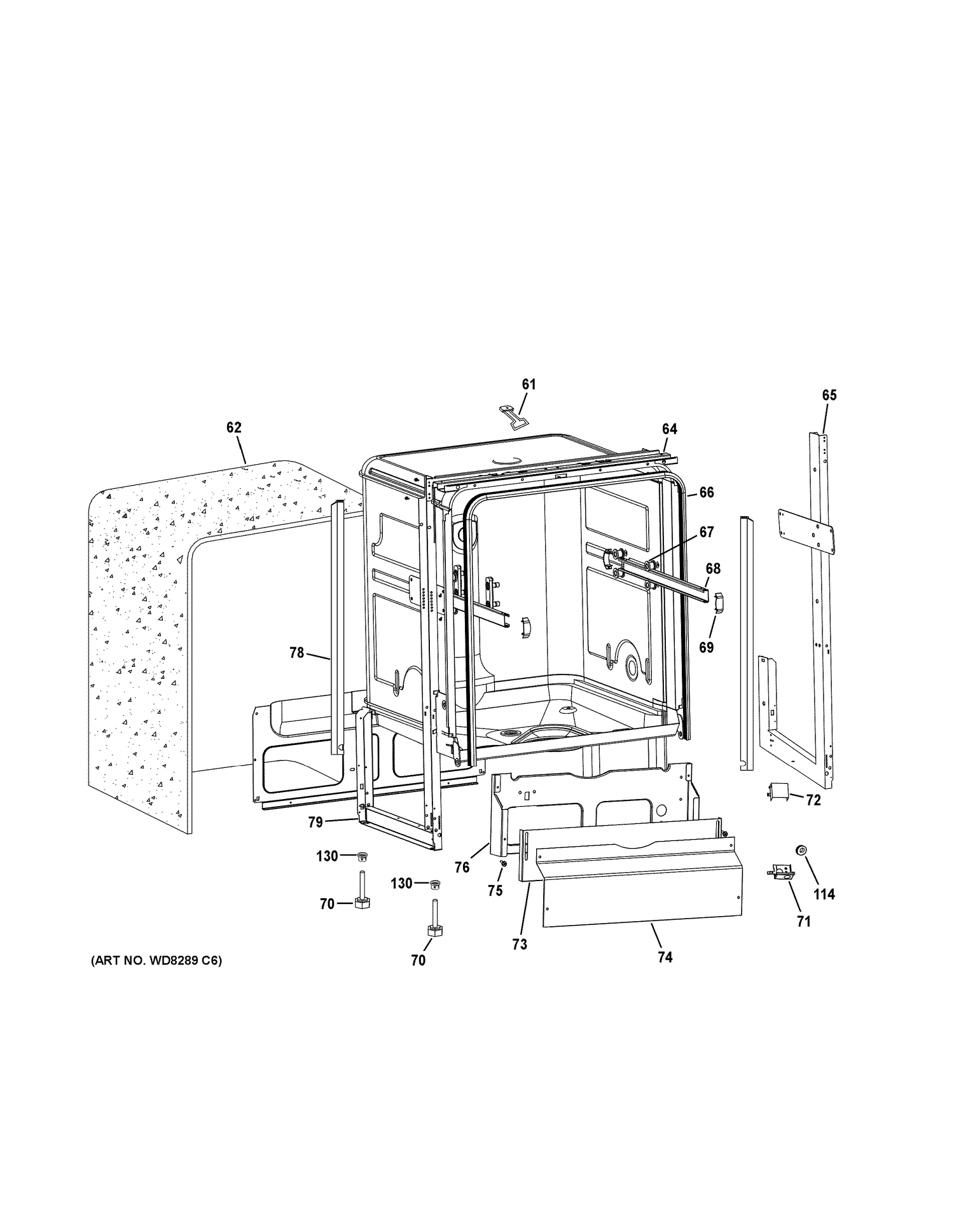 BODY PARTS Diagram and Parts List for PDW1800K01WW  General Electric Dishwasher