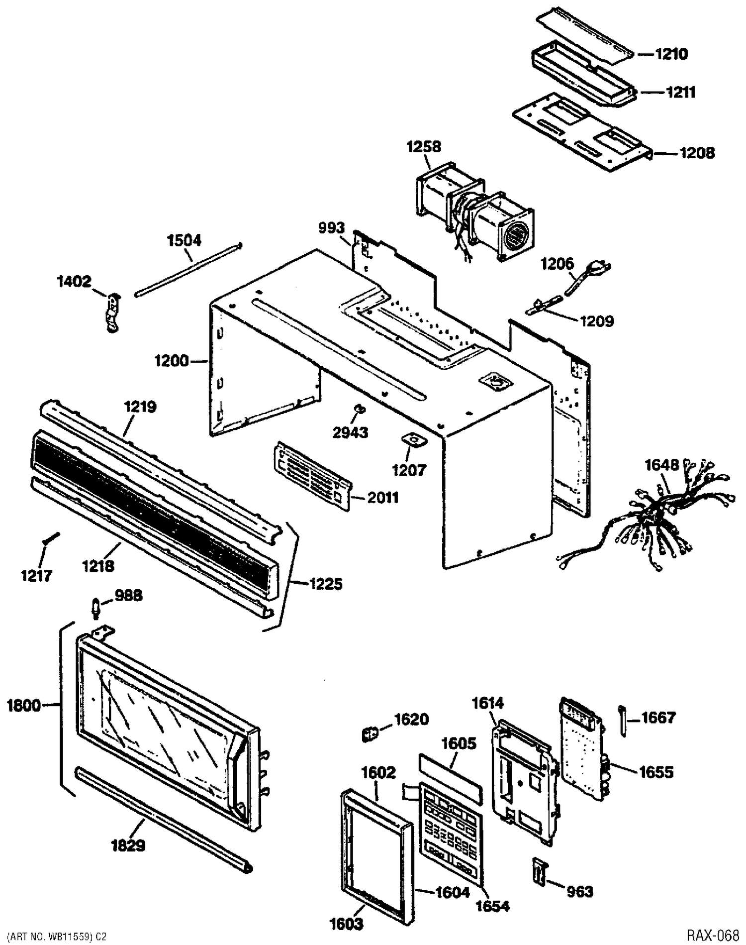 CASE, DOOR & CONTROLS Diagram and Parts List for JVM290BVC01  General Electric Microwave