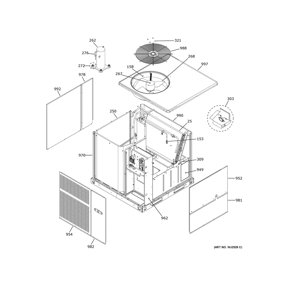Cabinet (1) Diagram and Parts List for NP13H30SR0  General Electric Air Conditioner