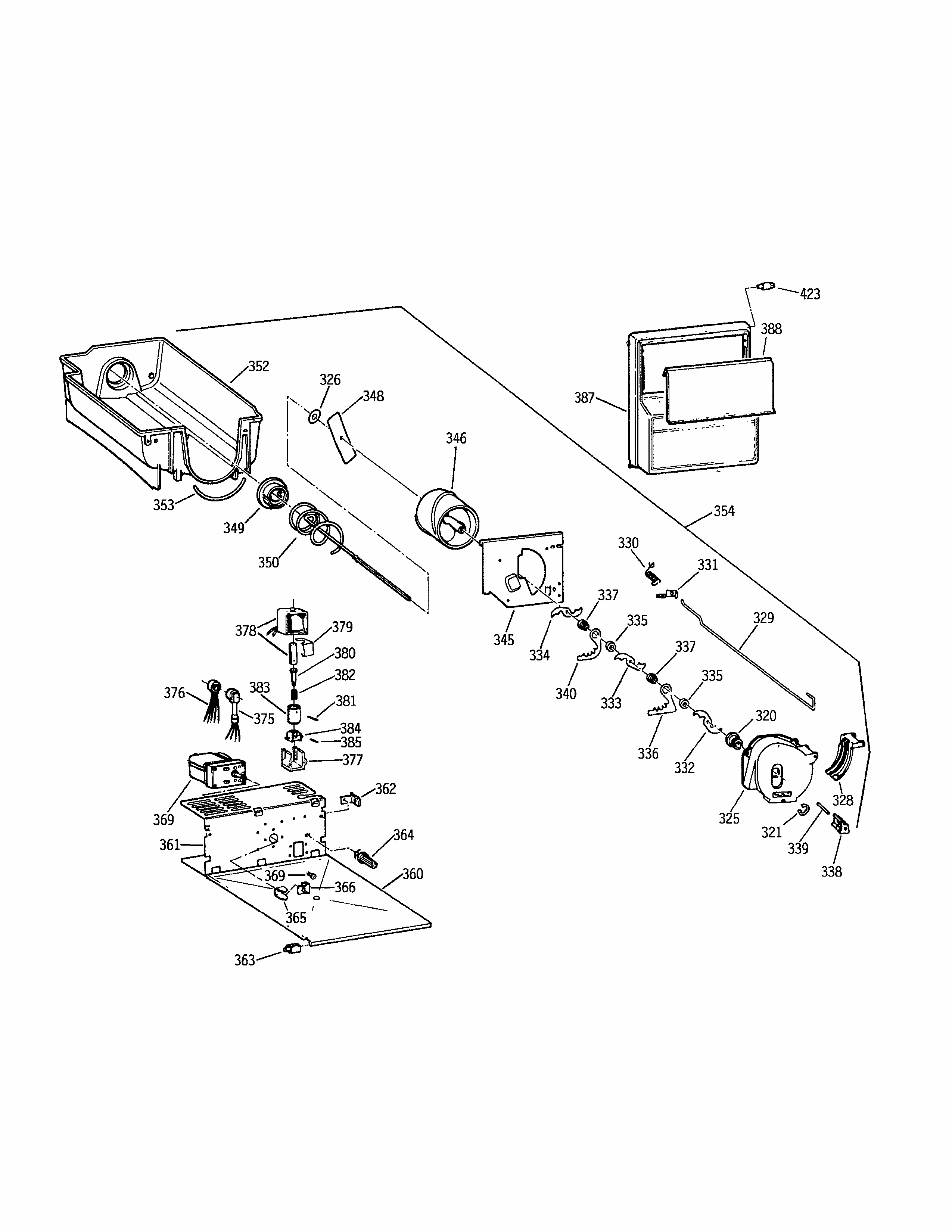 Ice Bucket Diagram and Parts List for 3639552714  Kenmore Refrigerator