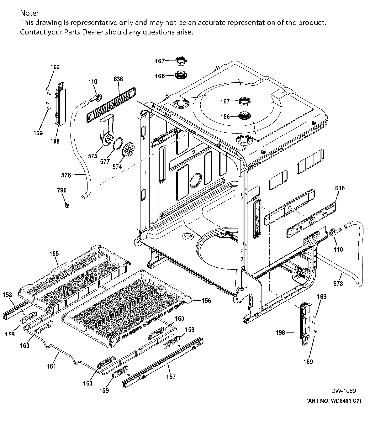 BODY PARTS 2 Diagram and Parts List for ZDT870SIF1II  General Electric Dishwasher
