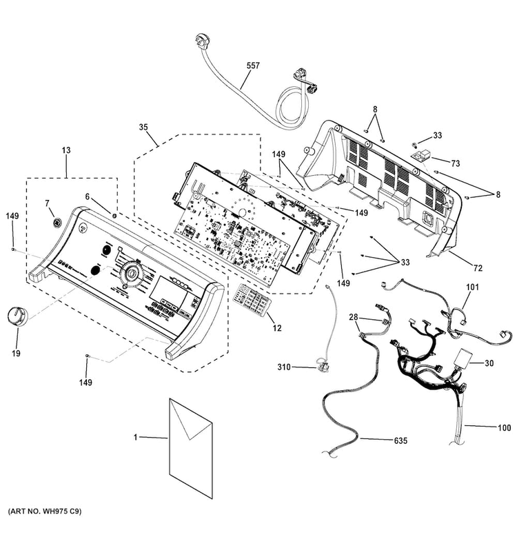 Controls & Backsplash Diagram and Parts List for GTW860SSJ1WS  General Electric Washer