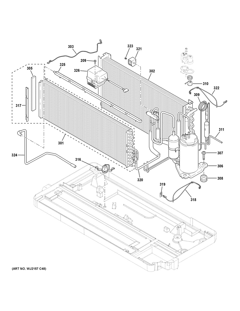Sealed System Diagram and Parts List for AZ65H07EADW5  General Electric Air Conditioner