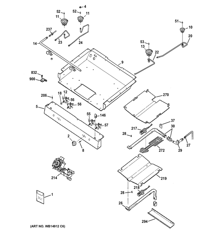 Gas & Burner Parts Diagram and Parts List for RGB780DEH1BB  Hotpoint Range