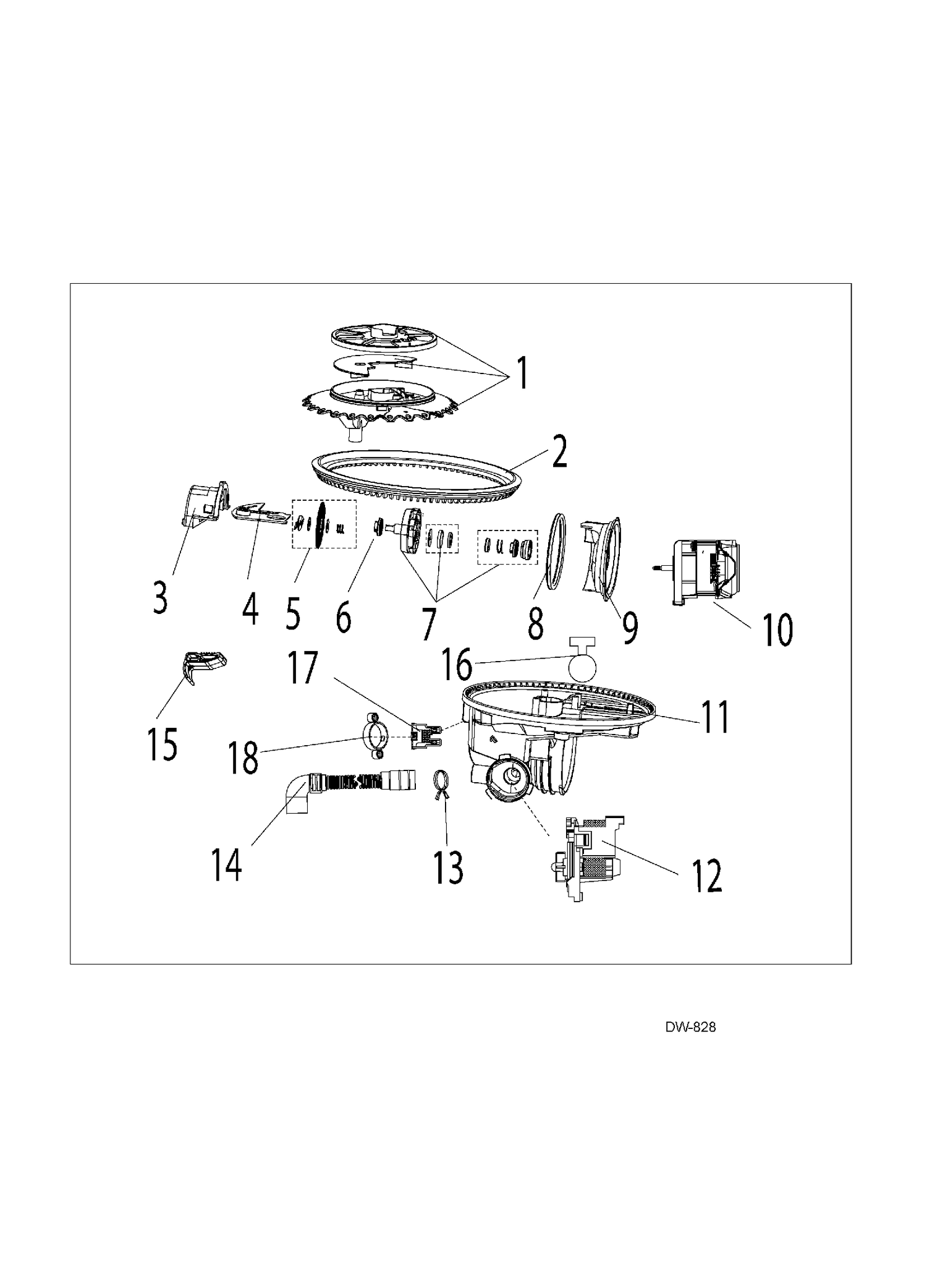 PUMP Diagram and Parts List for GDWF760V02SS  General Electric Dishwasher