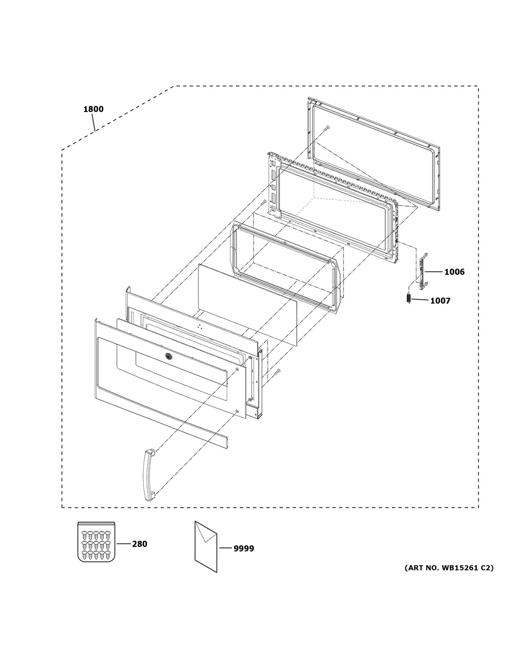 Door Parts Diagram and Parts List for PSA9240SF6SS  General Electric Microwave Oven Combo