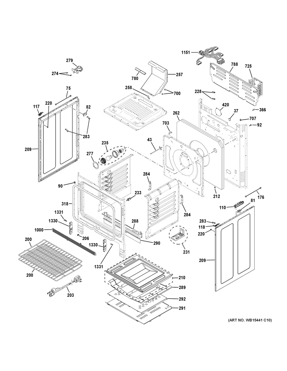 Body Parts Diagram and Parts List for PGB935YP4FS  General Electric Range