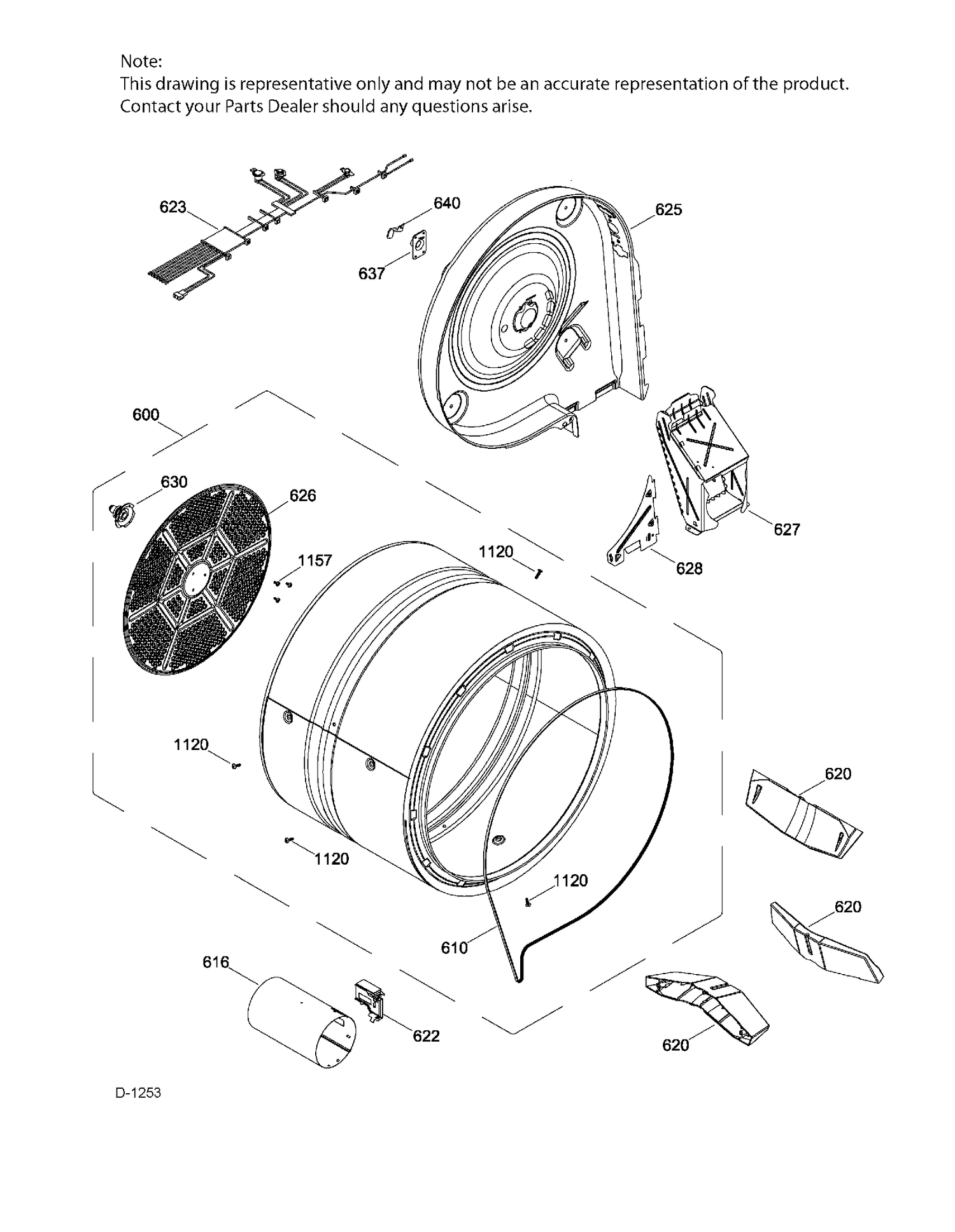 DRUM Diagram and Parts List for GFD45GSMK0WW  General Electric Dryer