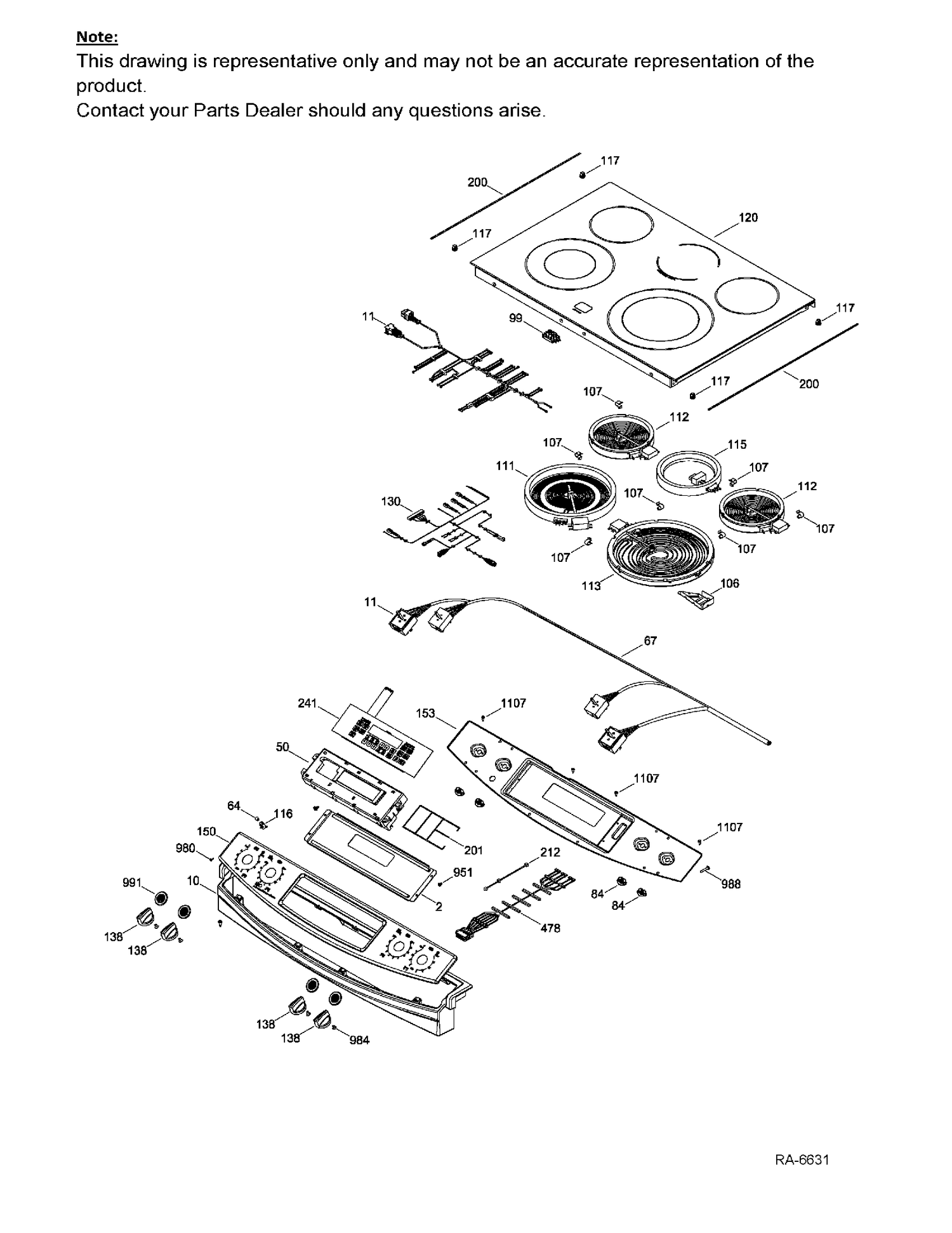 CONTROL PANEL & COOKTOP Diagram and Parts List for JCS860EF3ES  General Electric Range