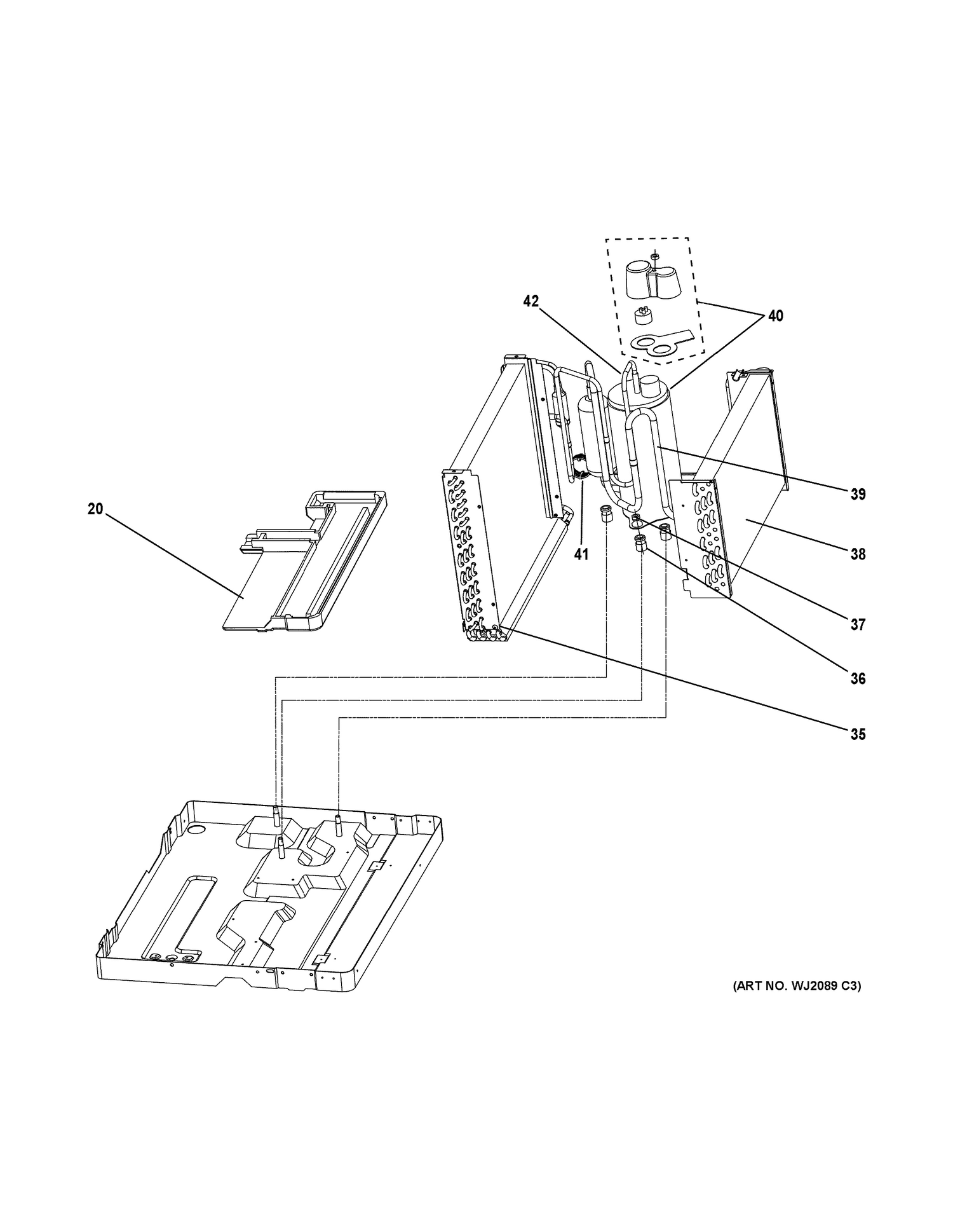 BASE PAN & UNIT PARTS Diagram and Parts List for AJCM10ACGL2  General Electric Air Conditioner