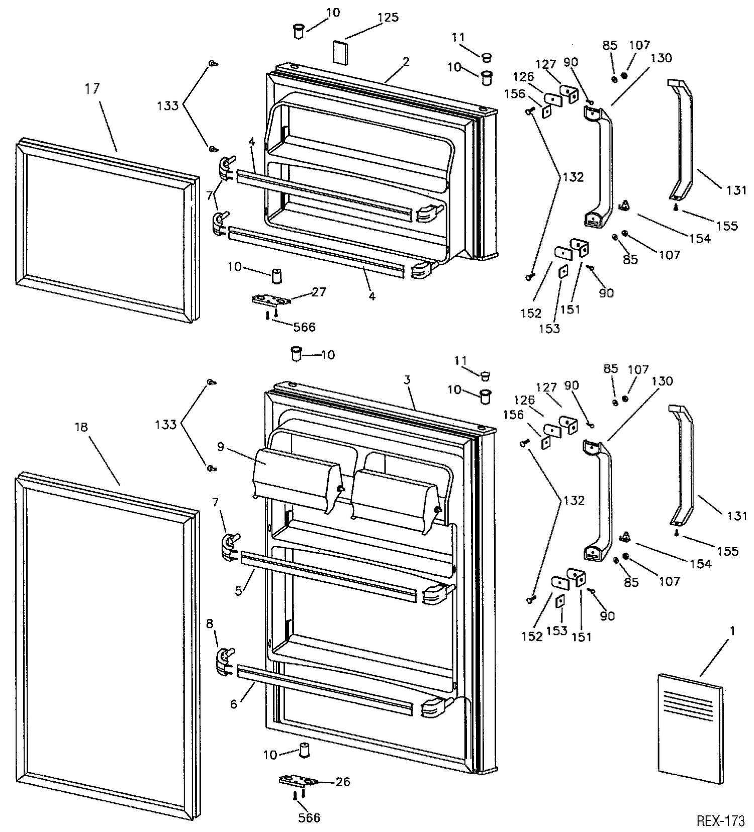DOOR ASSEMBLY Diagram and Parts List for TBC14SAZARWW  General Electric Refrigerator