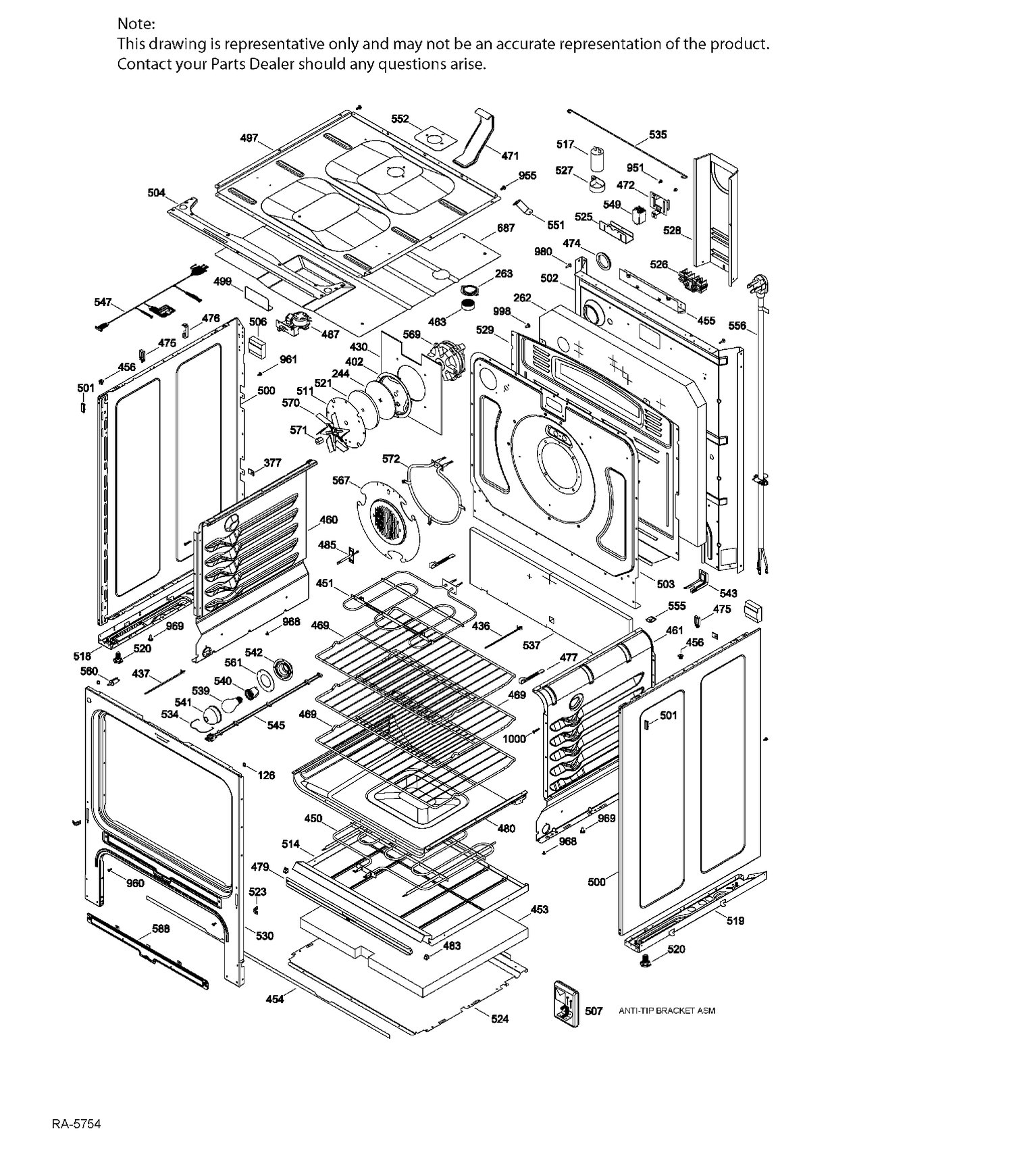 BODY PARTS Diagram and Parts List for JCB840EJ1ES  General Electric Range