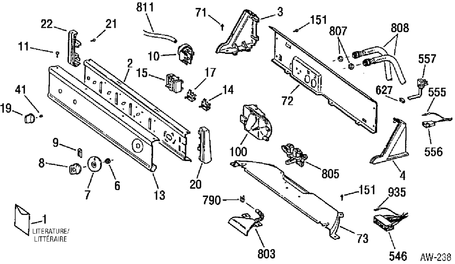 CONTROL PANEL Diagram and Parts List for 59331TBWW  General Electric Washer