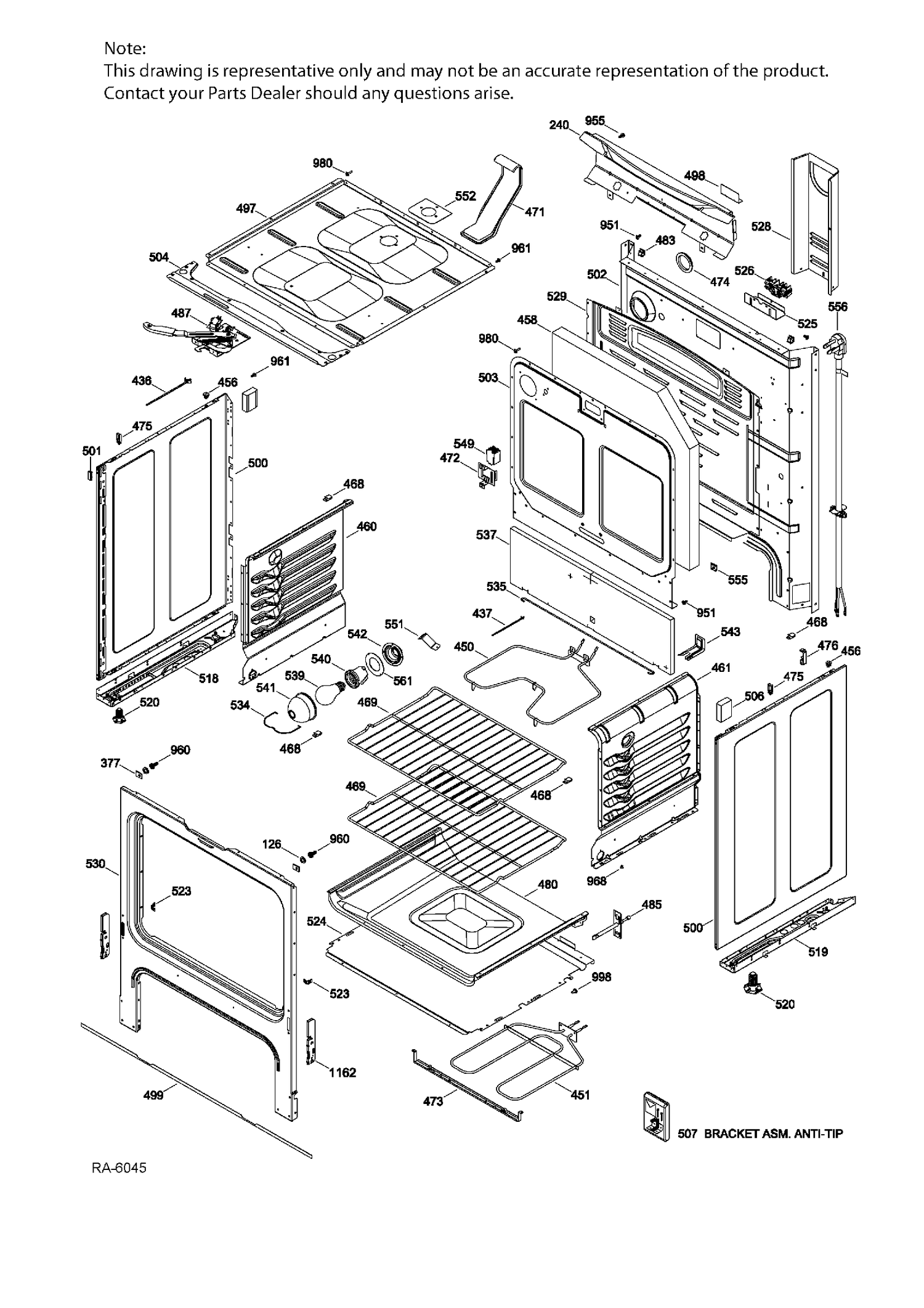BODY PARTS Diagram and Parts List for JCB630EJ1ES  General Electric Range
