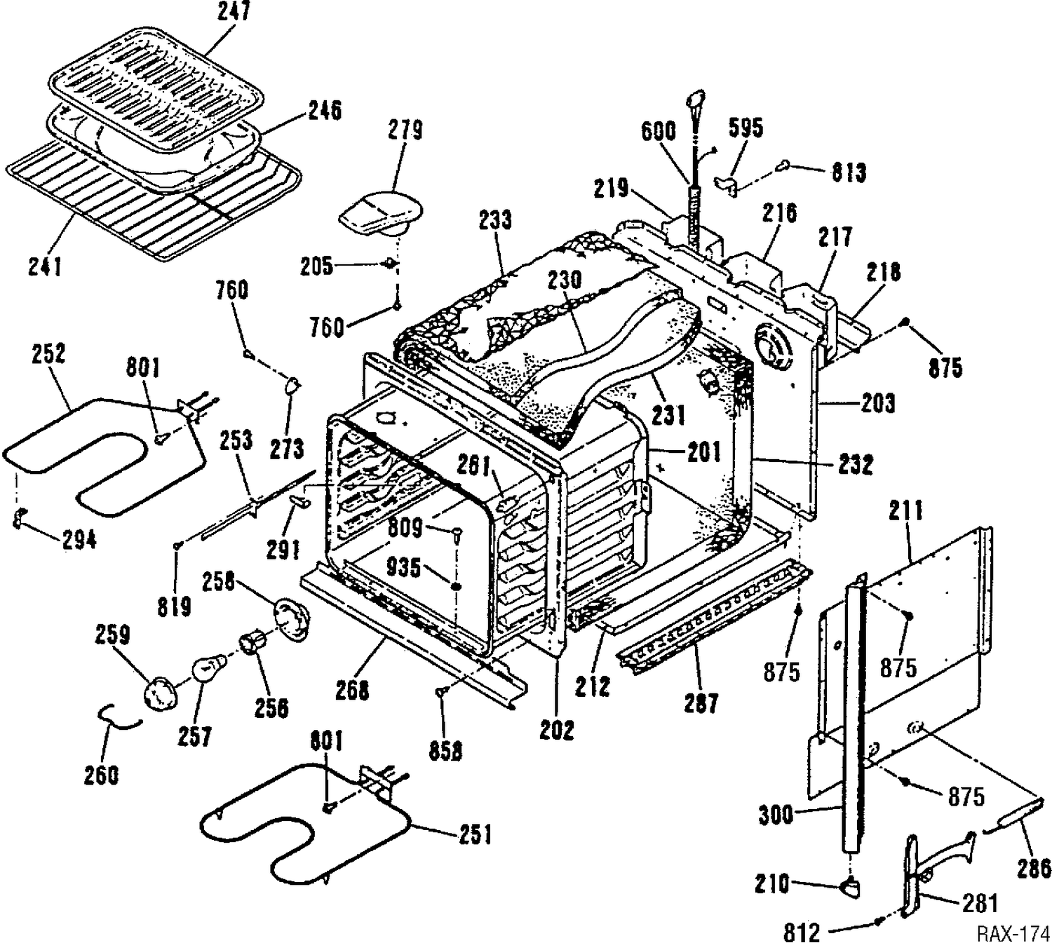 OVEN BODY Diagram and Parts List for CSS2760S-1  General Electric Range