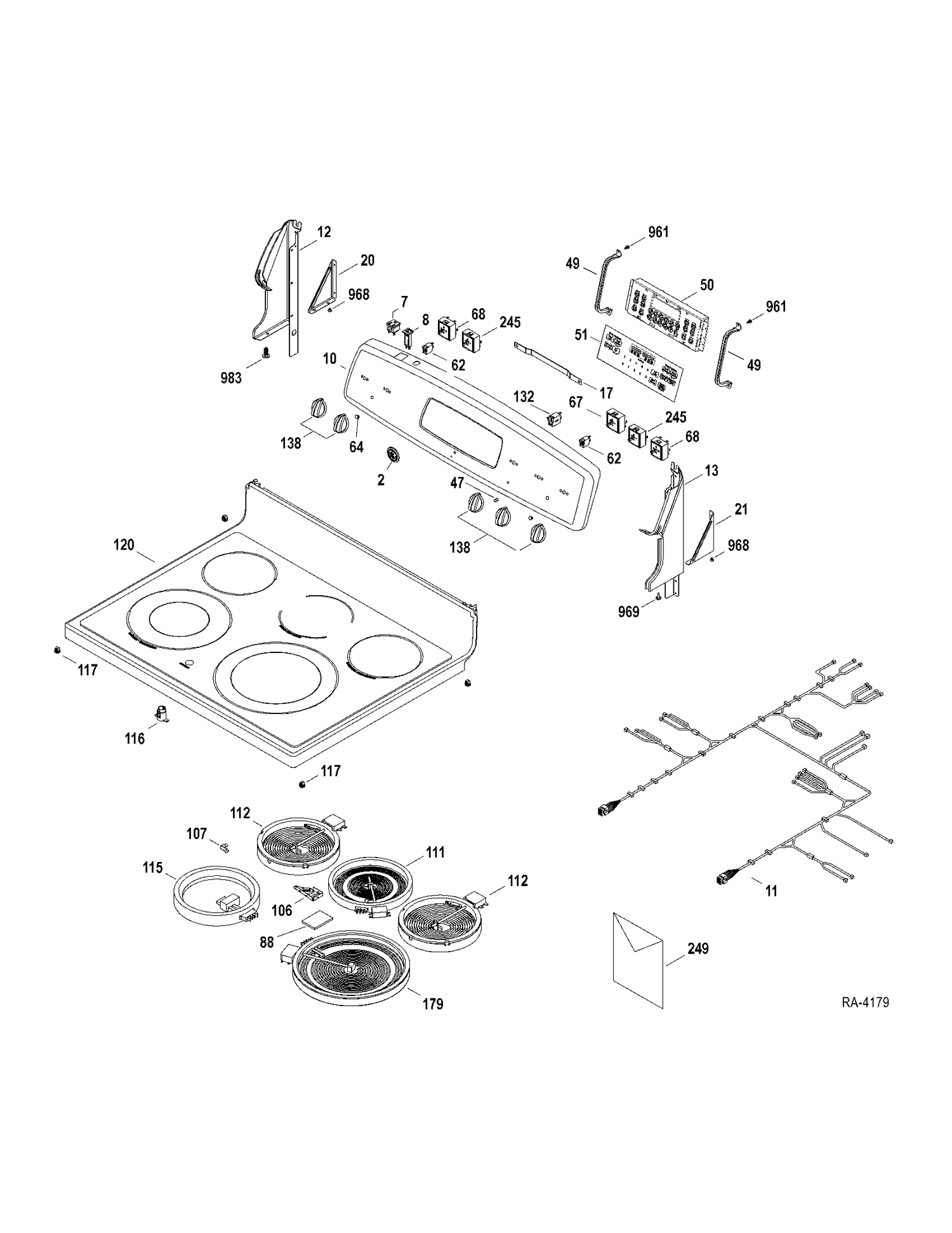 CONTROLS-COOKTOP Diagram and Parts List for JCBP780ST1SS  General Electric Range