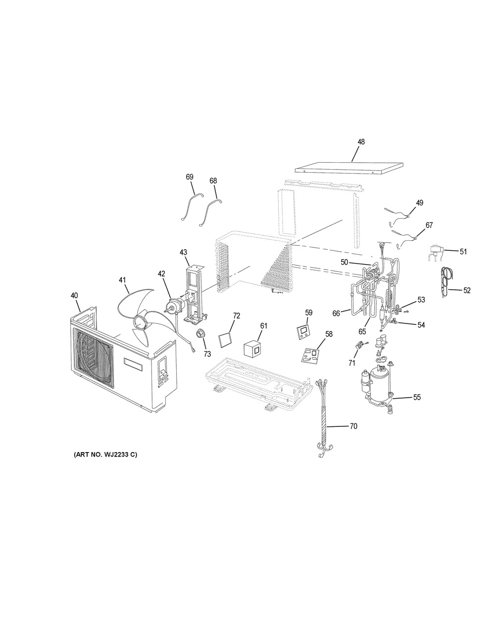 Room Air Conditioner Diagram and Parts List for HSU18VHJ(DB)-W  General Electric Air Conditioner