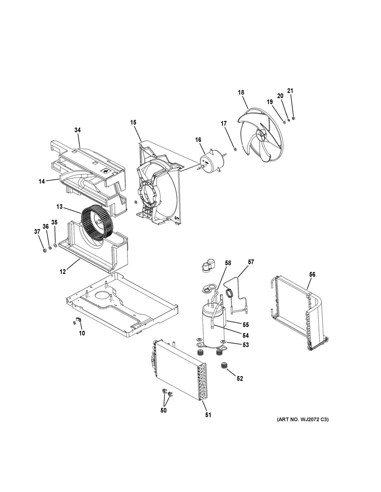 BASE PAN & UNIT PARTS Diagram and Parts List for AEE08ATL2  General Electric Air Conditioner