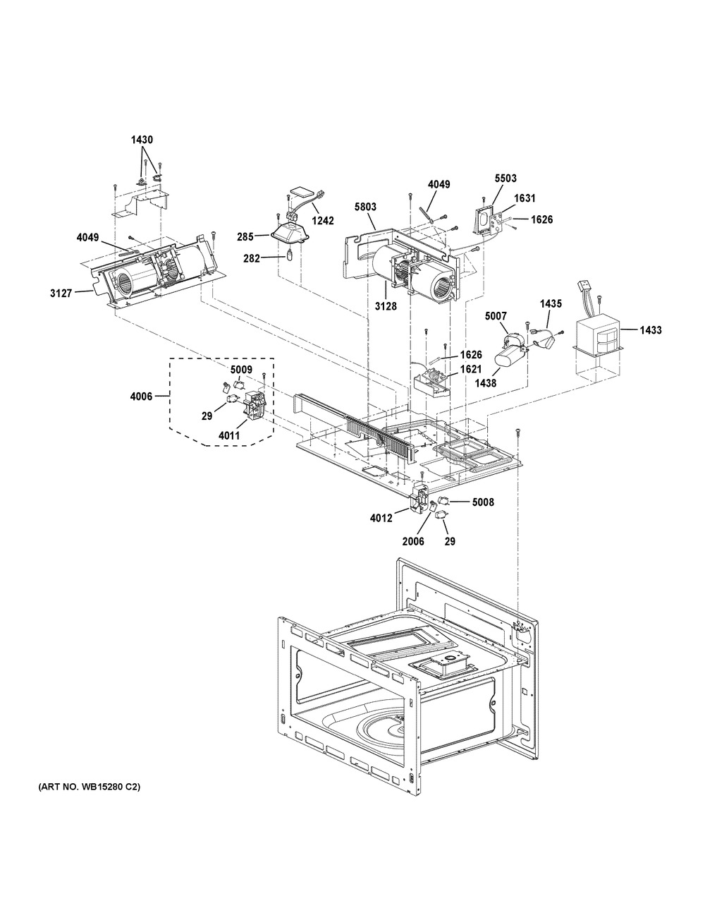 Interior Parts 2 Diagram and Parts List for PSB9240SF5SS  General Electric Microwave