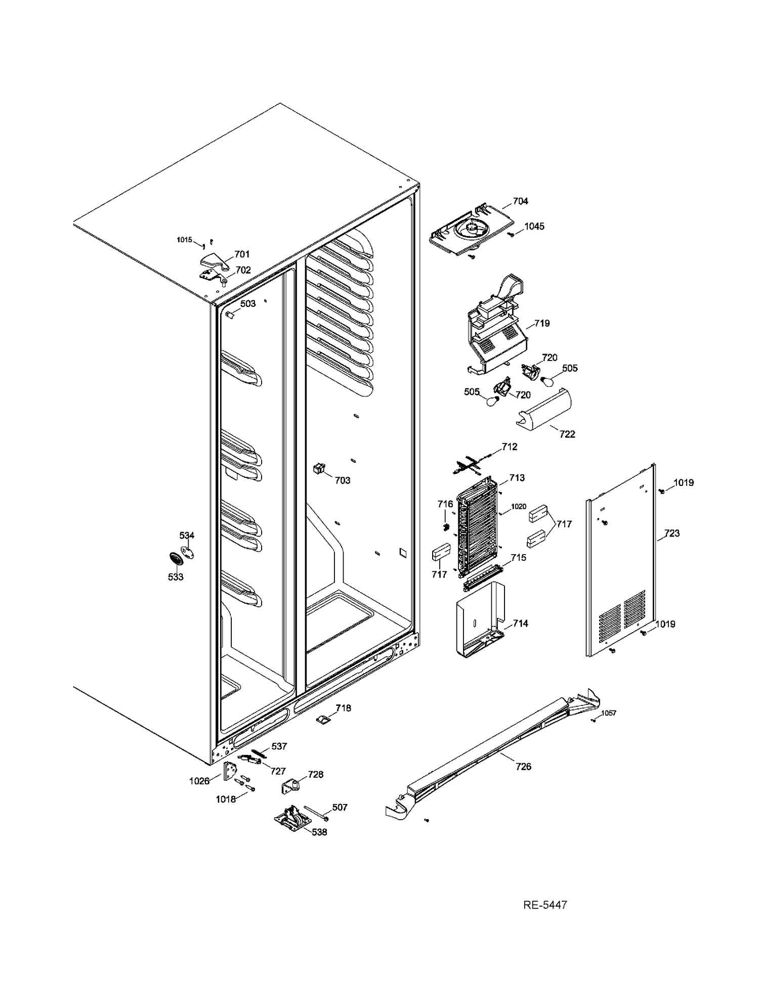 FZ SECTION Diagram and Parts List for GSHF9NGYBCBB  General Electric Refrigerator