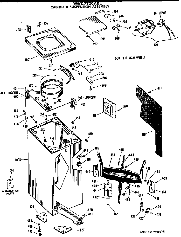 Section 2 Diagram and Parts List for WWC7720ABL  General Electric Washer