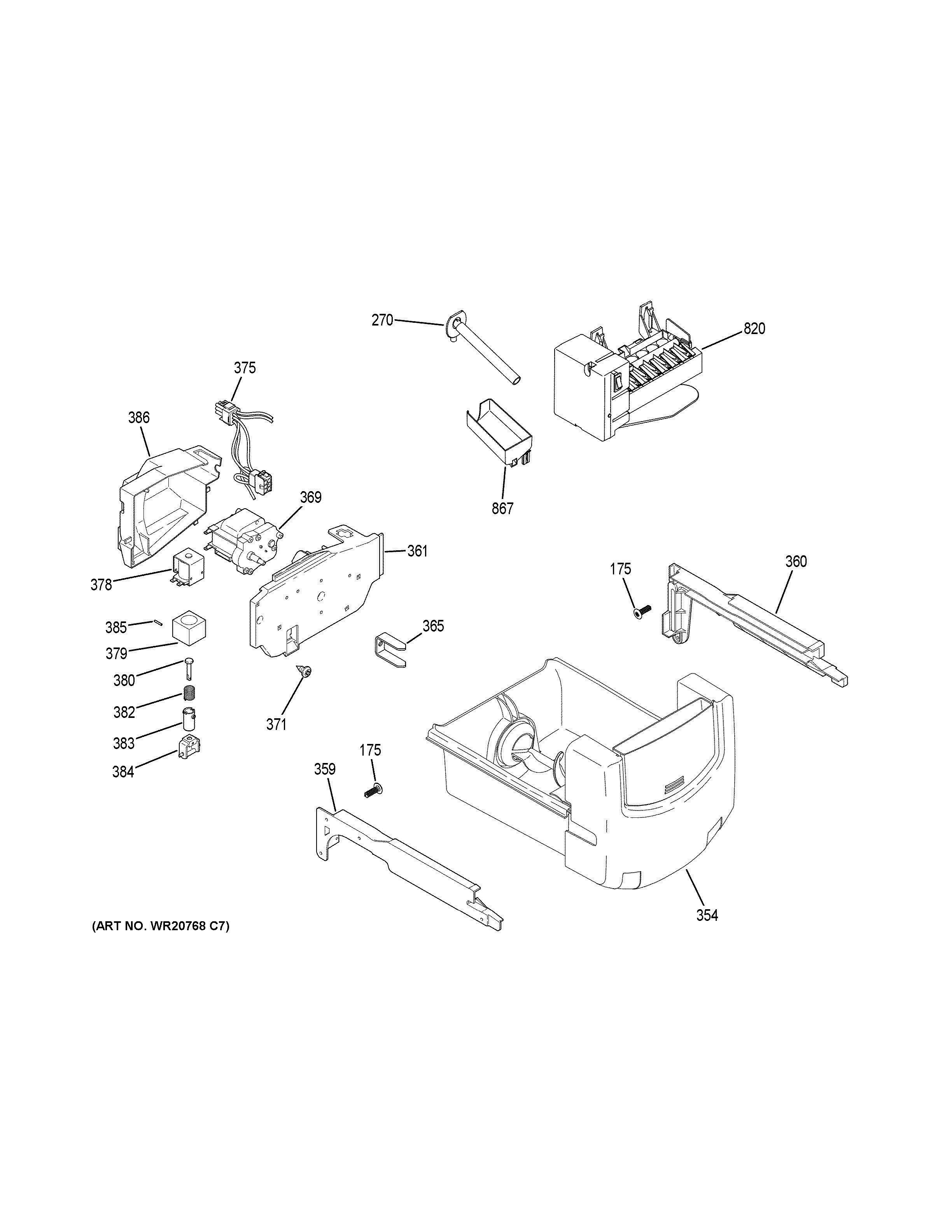 ICE MAKER DISPENSER Diagram and Parts List for PSE25KGHGHBB  General Electric Refrigerator