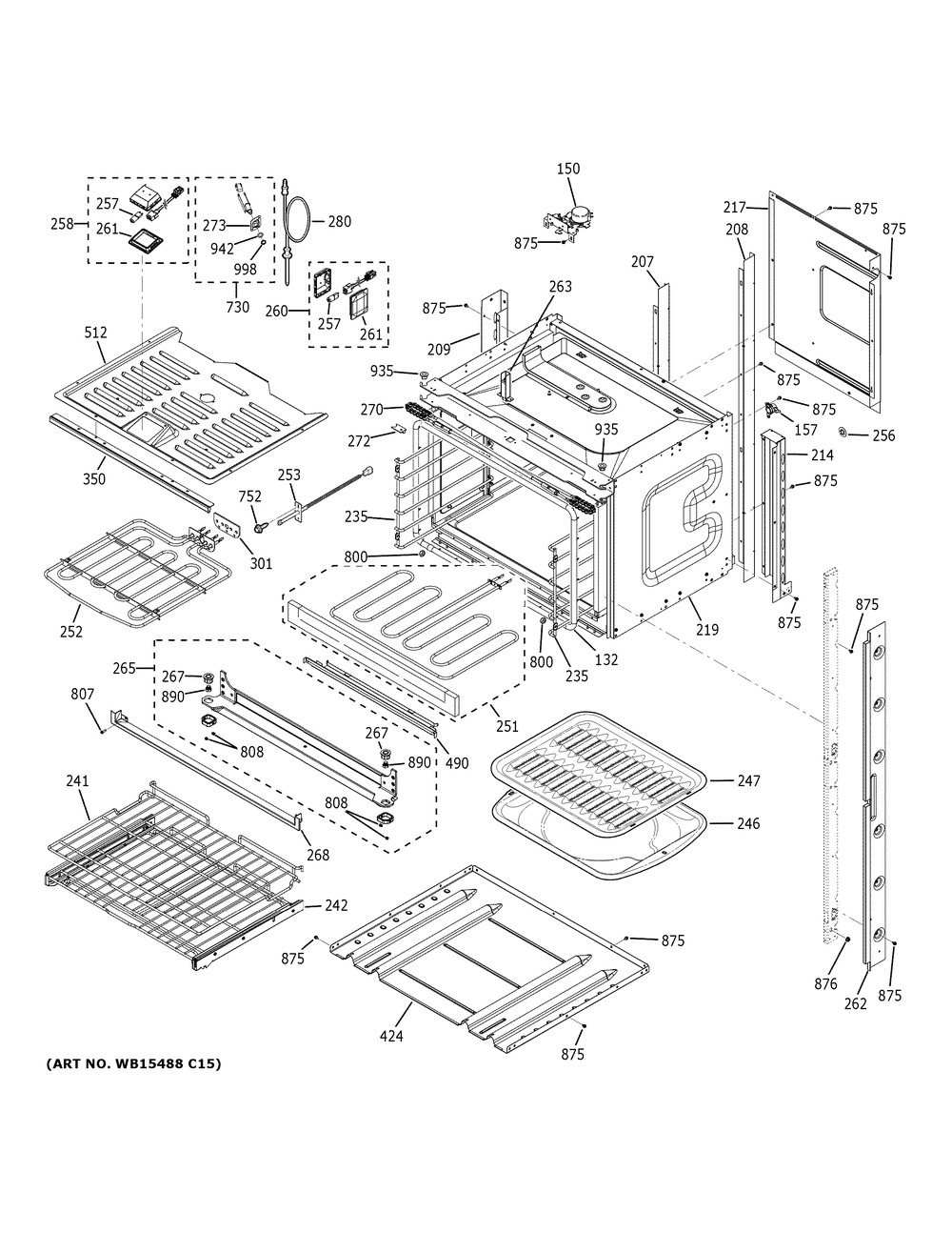 Upper Oven Diagram and Parts List for CTD90FP2M1S1  General Electric Range