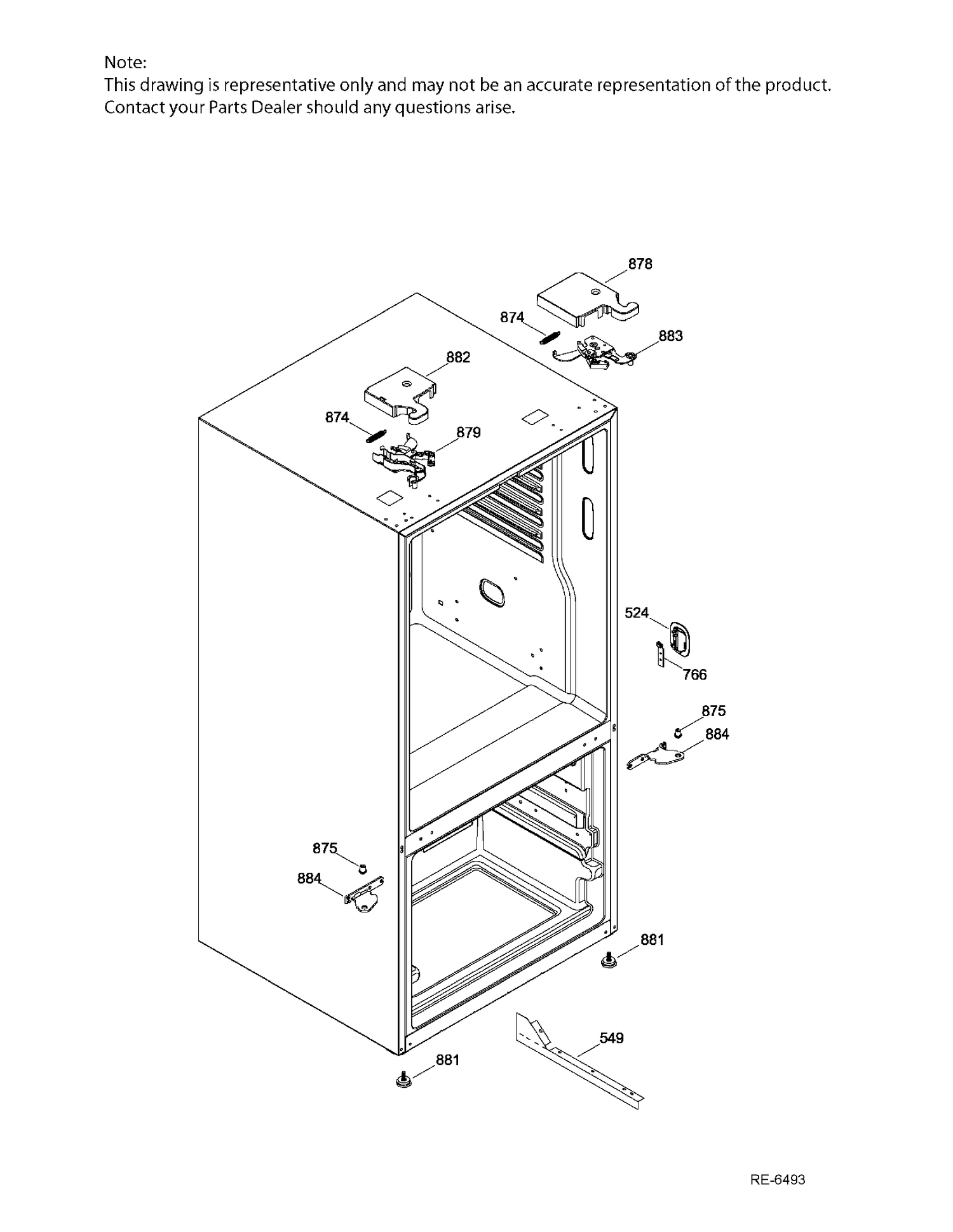 HINGE PARTS Diagram and Parts List for PFE24JMKAKES  General Electric Refrigerator