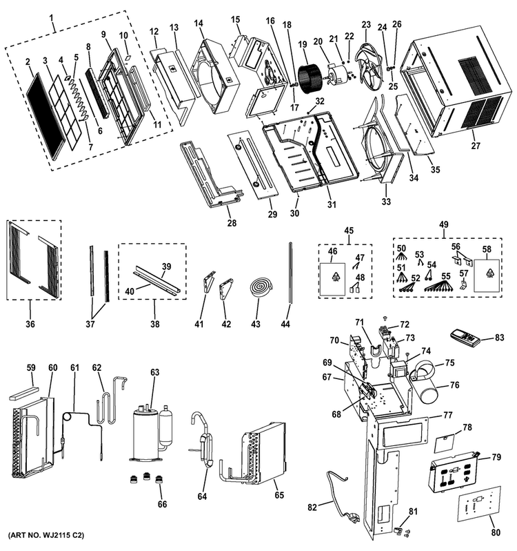 Room Air Conditioner Diagram and Parts List for AEL24DSL1  General Electric Air Conditioner