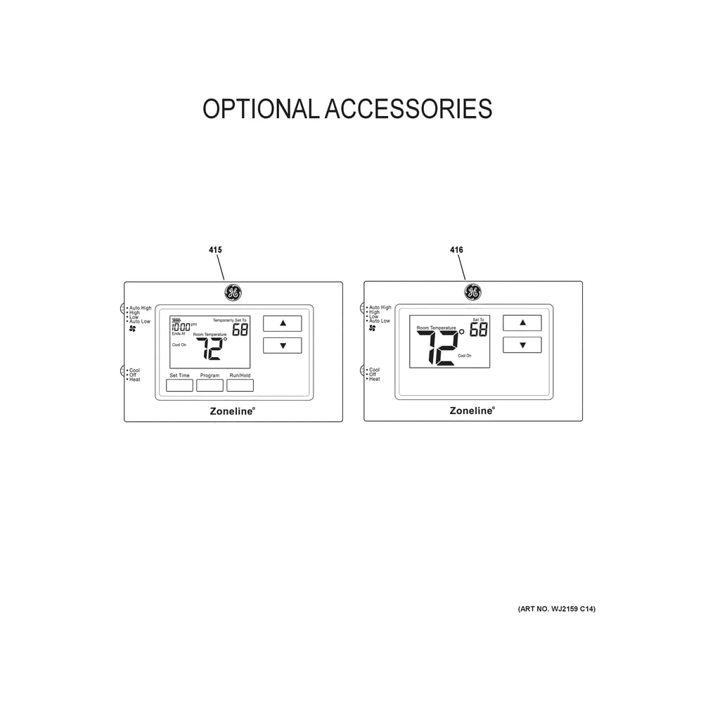 Optional Accessories Diagram and Parts List for AVES09DCXXAK1  General Electric Air Conditioner