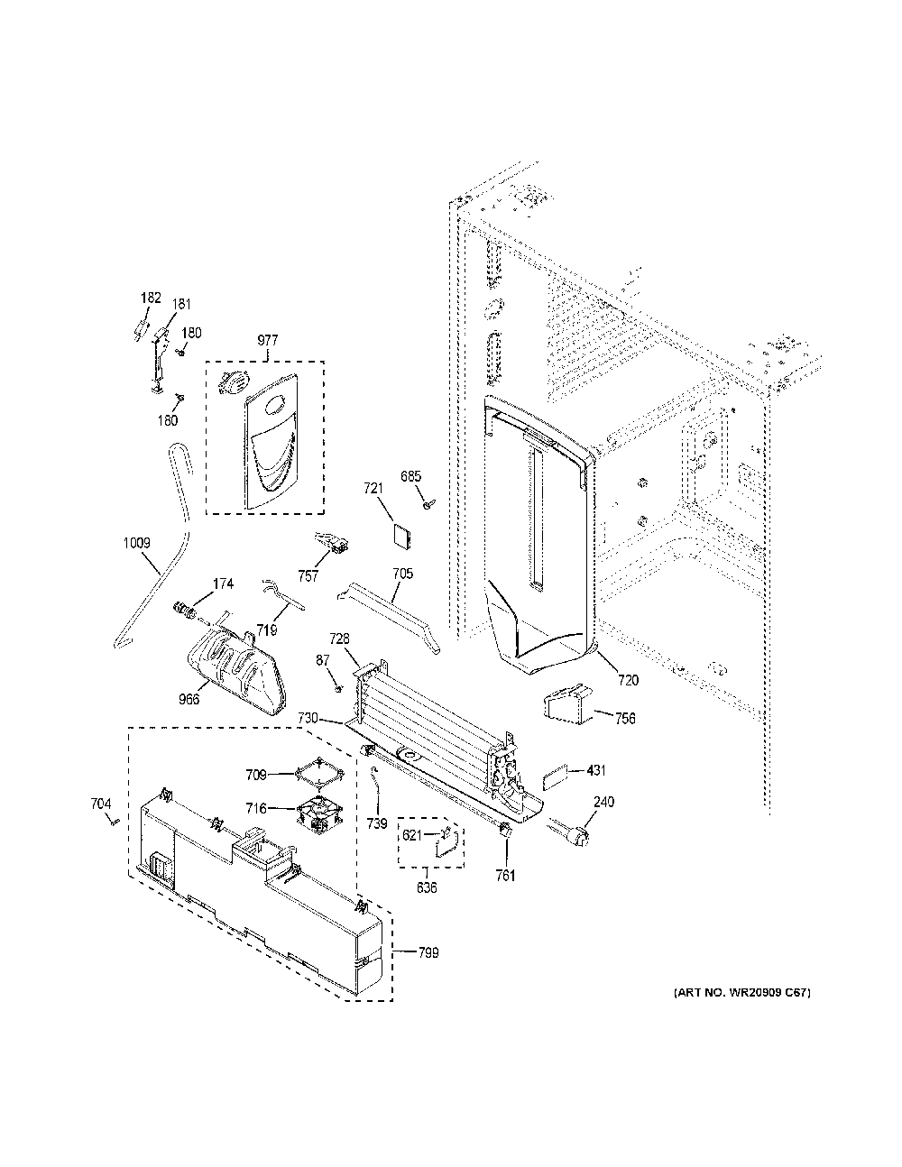 Fresh food section Diagram and Parts List for ZWE23ESHRSS  General Electric Refrigerator