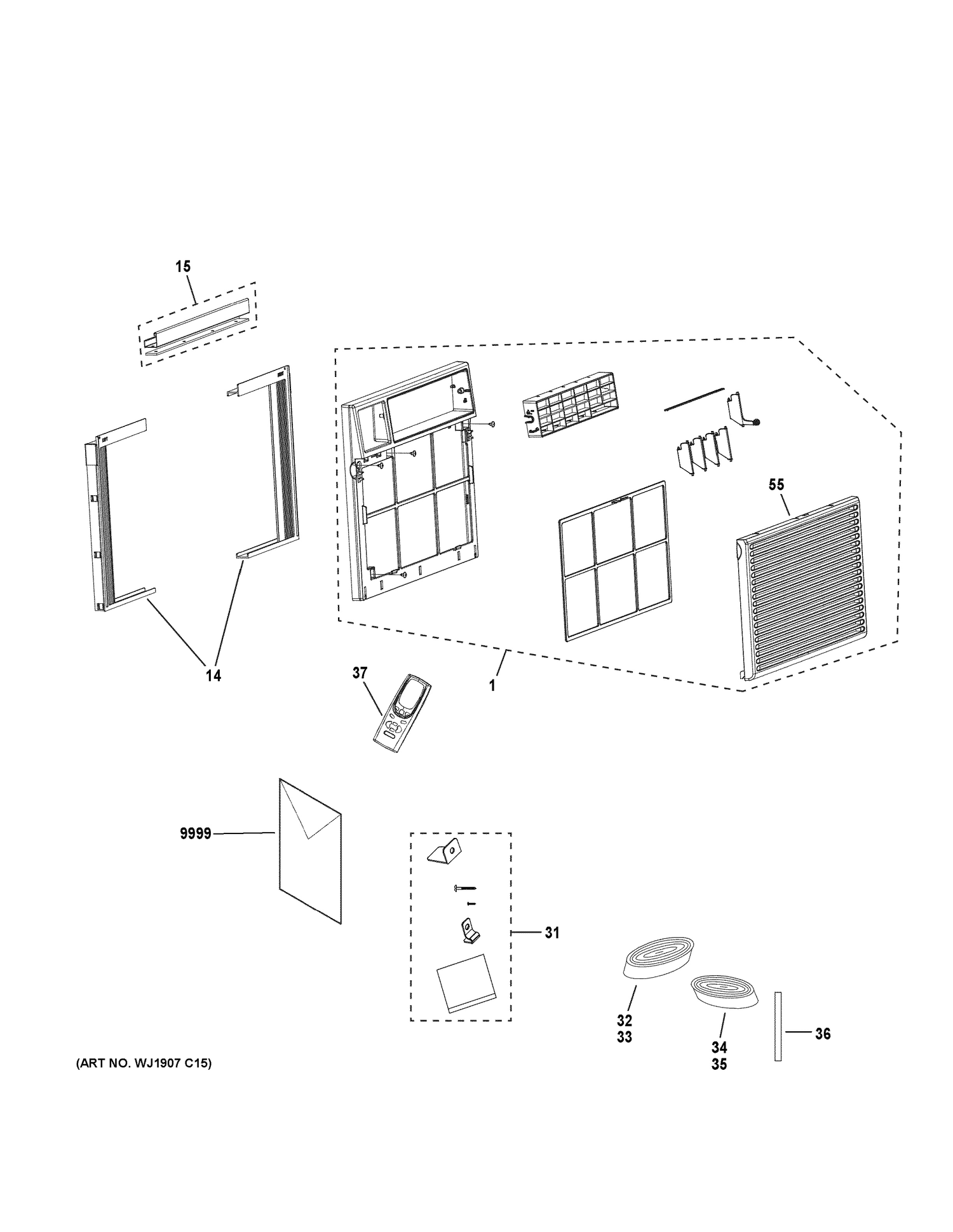 ROOM AIR CONDITIONER Diagram and Parts List for AEW10AXL1  General Electric Air Conditioner