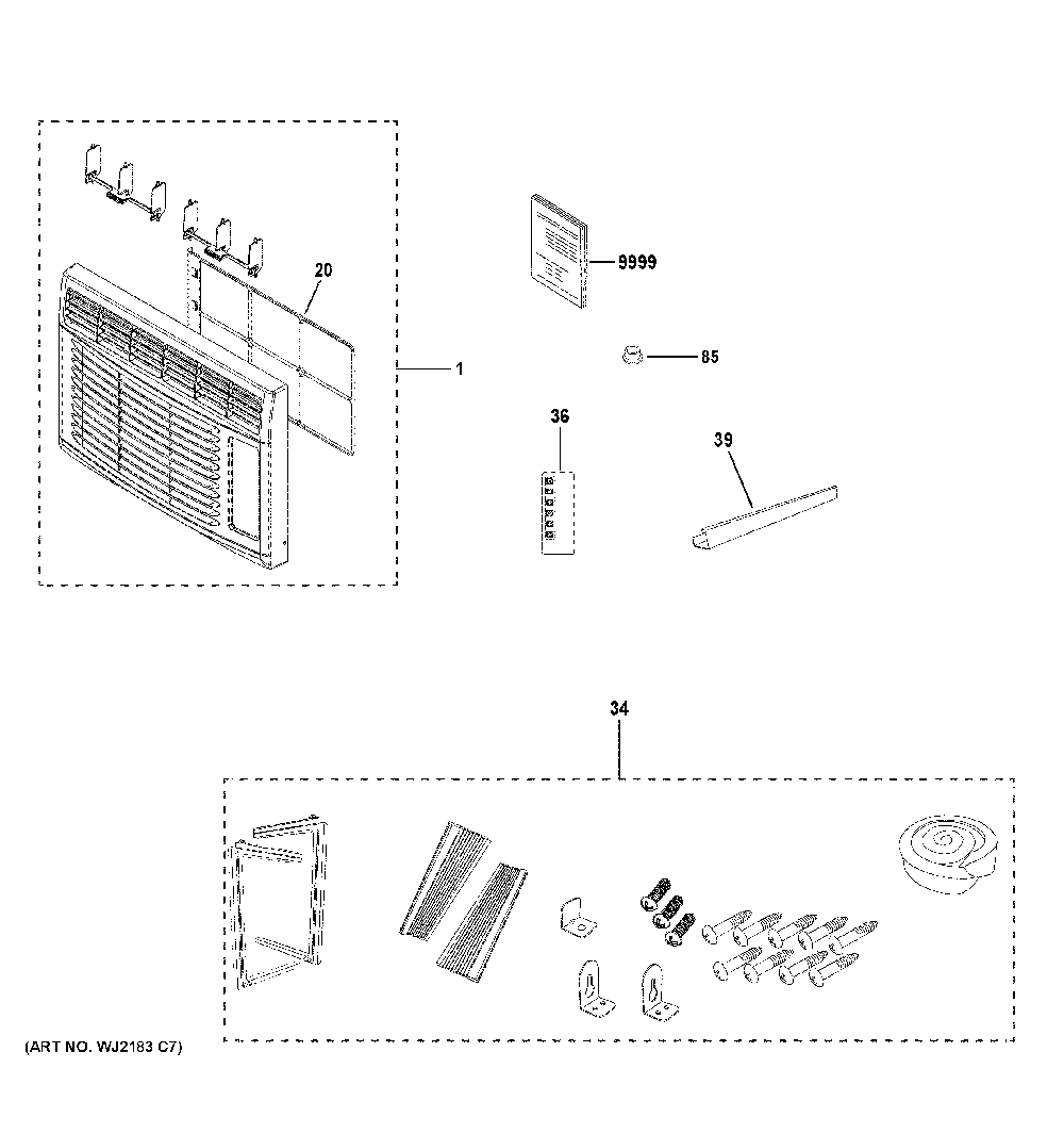 Room Air Conditioner Diagram and Parts List for AHEL08BBQ1  General Electric Air Conditioner