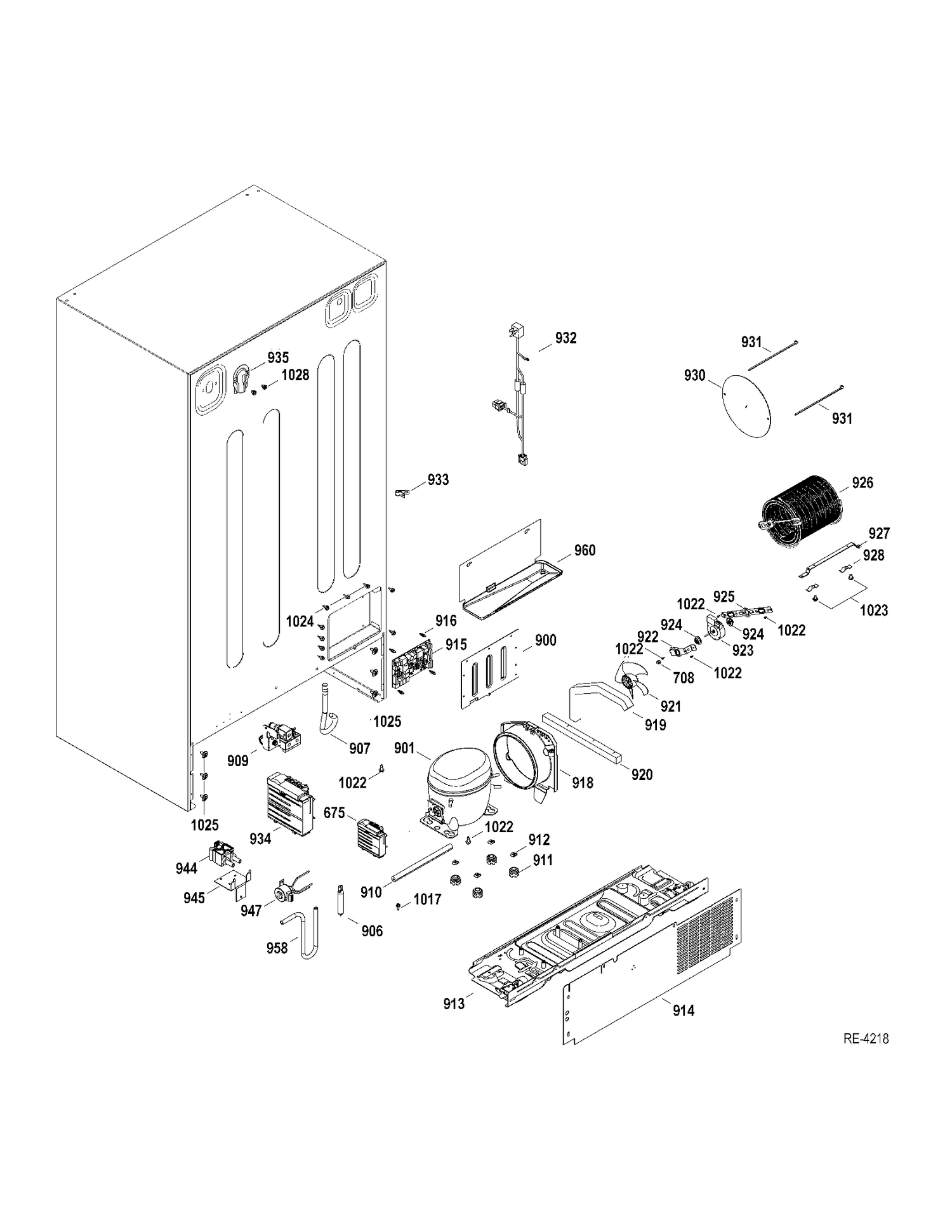 SYSTEM Diagram and Parts List for PSRS6YGZADSS  General Electric Refrigerator