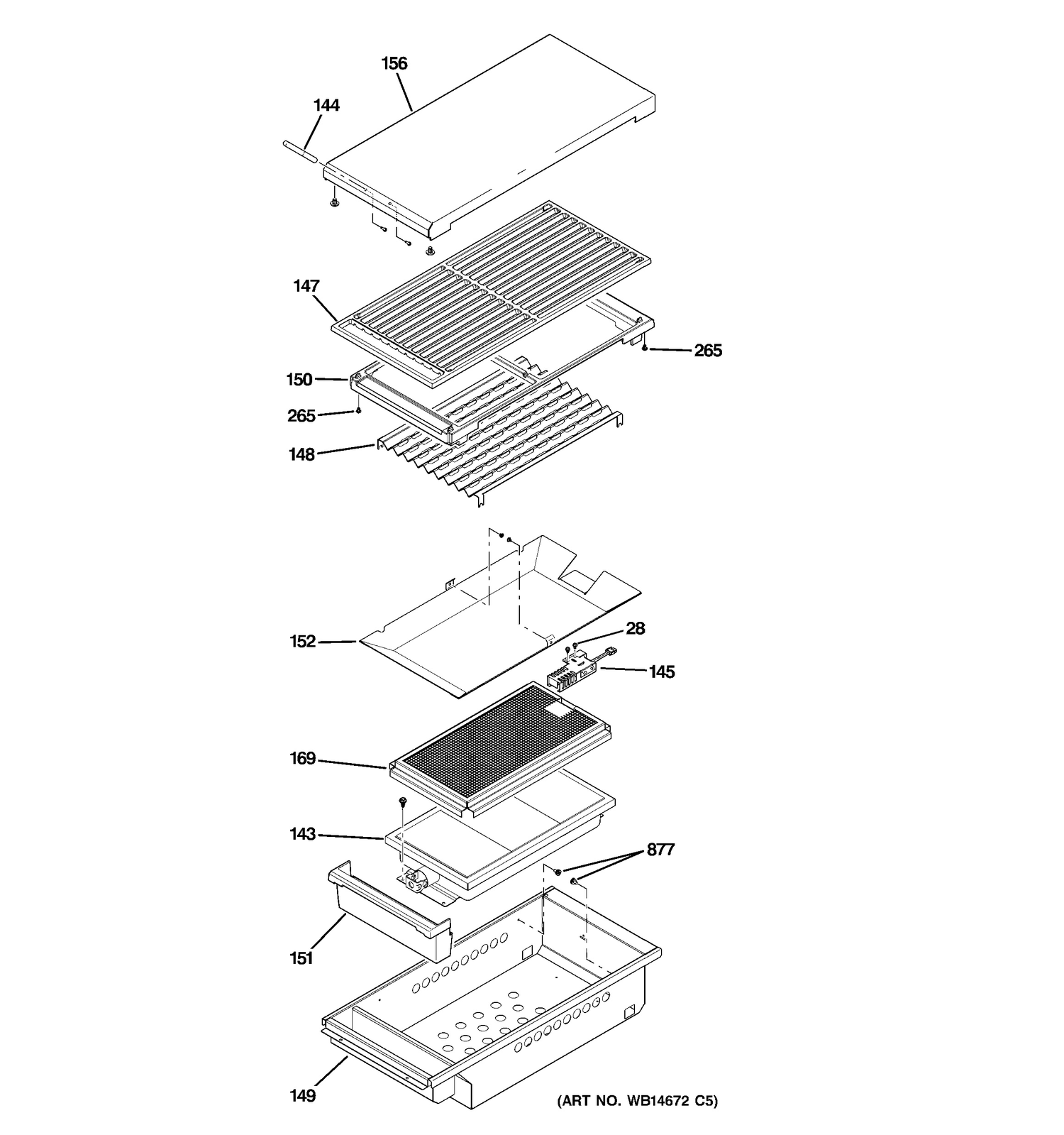 GRILL ASSEMBLY Diagram and Parts List for ZDP486LRP6SS  General Electric Range