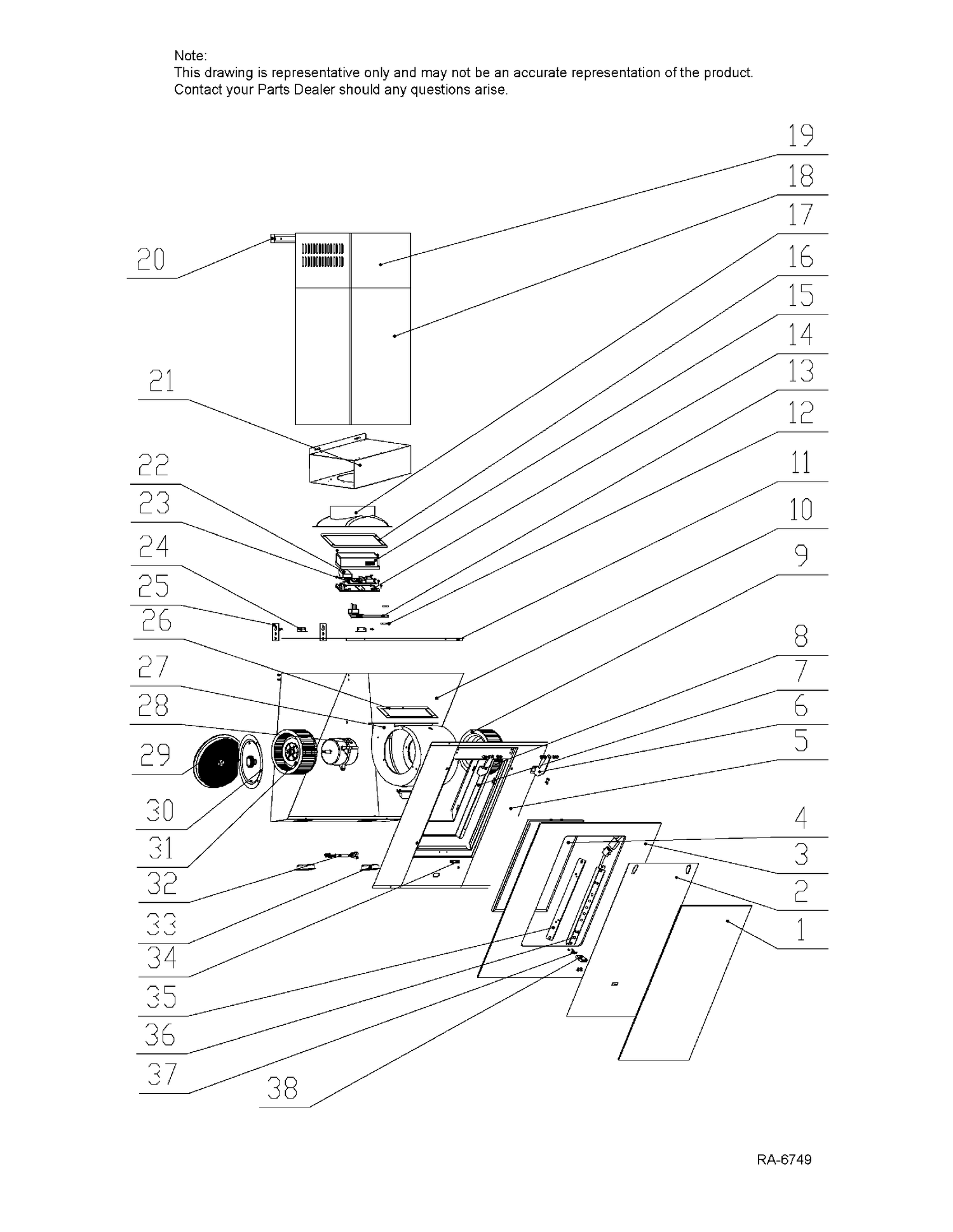 RANGE HOOD Diagram and Parts List for HCH2400ACB  General Electric Range Hood