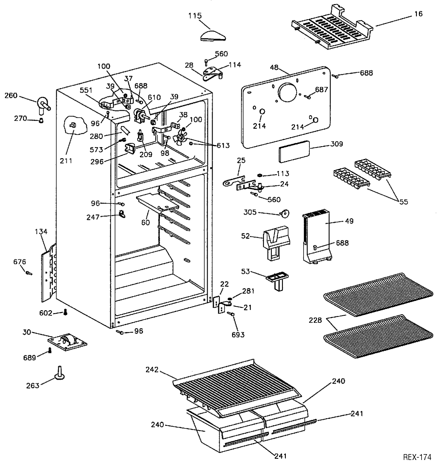 SHELF PARTS Diagram and Parts List for TBC14SAZARWW  General Electric Refrigerator