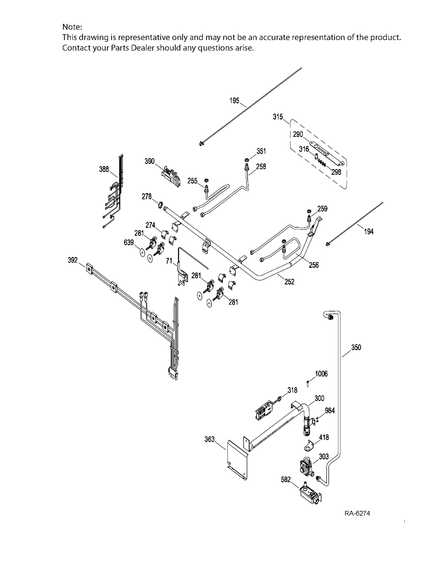 GAS & BURNER PARTS Diagram and Parts List for JCGBS10DEK1WW  General Electric Range