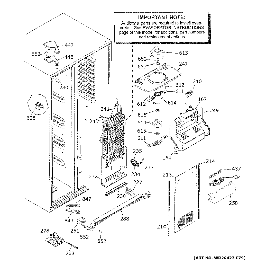 Freezer section Diagram and Parts List for GSS25GSHDCSS  General Electric Refrigerator