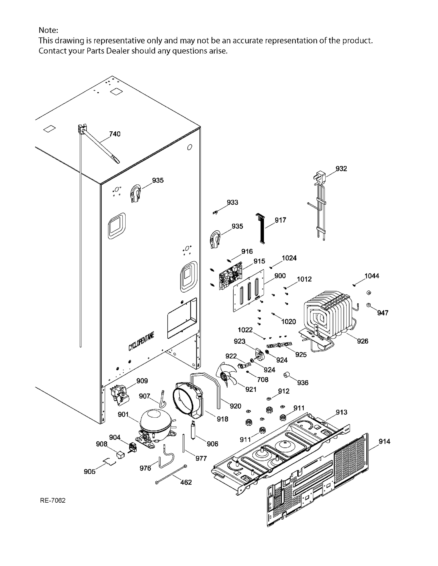 SEALED SYSTEM & MOTHERBOARD Diagram and Parts List for PNE21KGKBKWW  General Electric Refrigerator