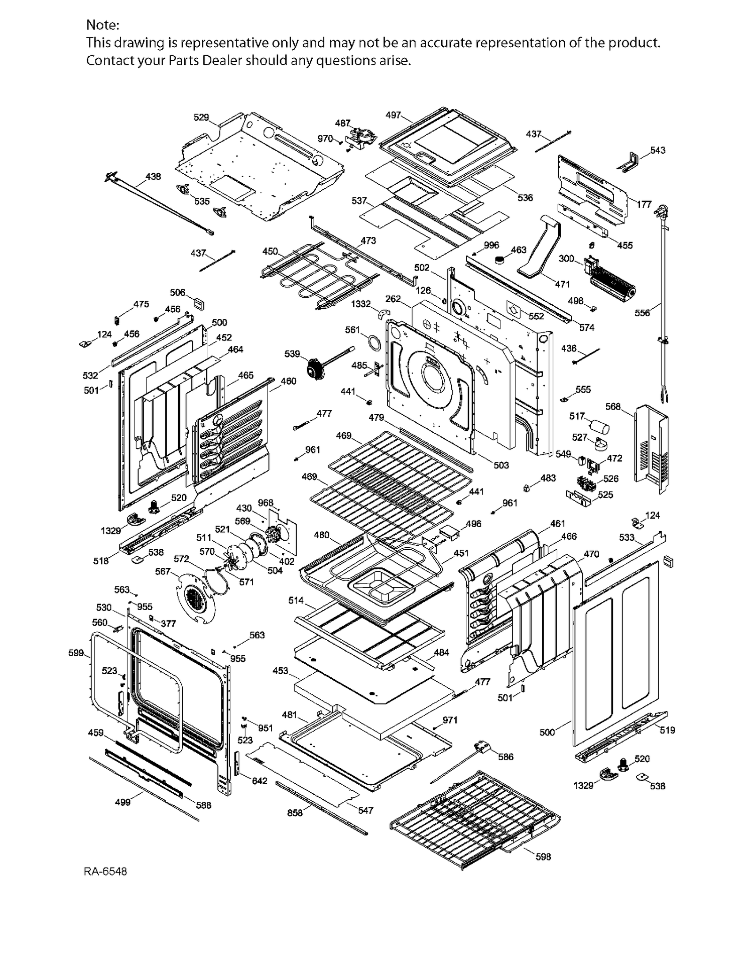 BODY PARTS Diagram and Parts List for PCS940SF2SS  General Electric Range