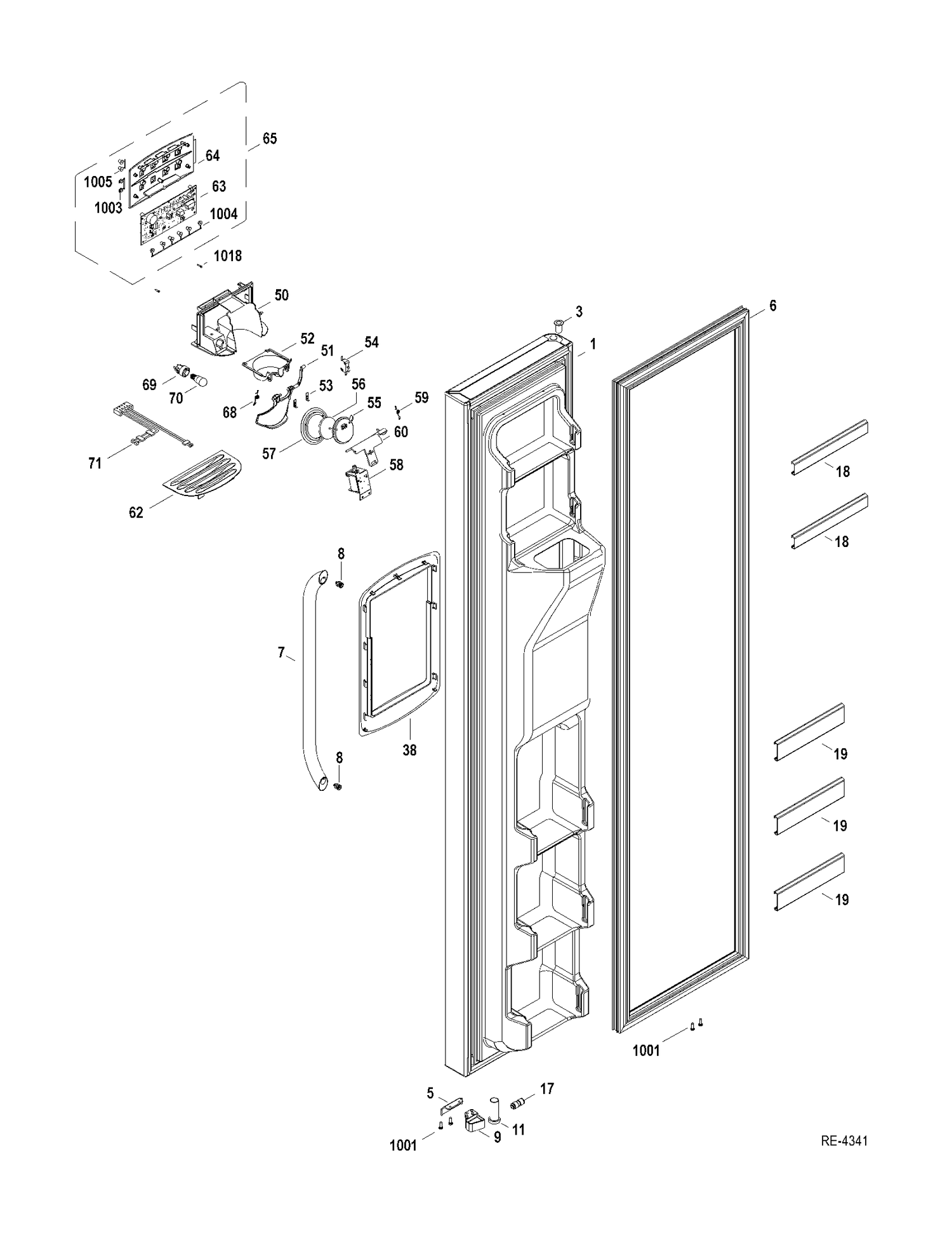FZ DOOR Diagram and Parts List for GSRS3QGXHFSS  General Electric Refrigerator