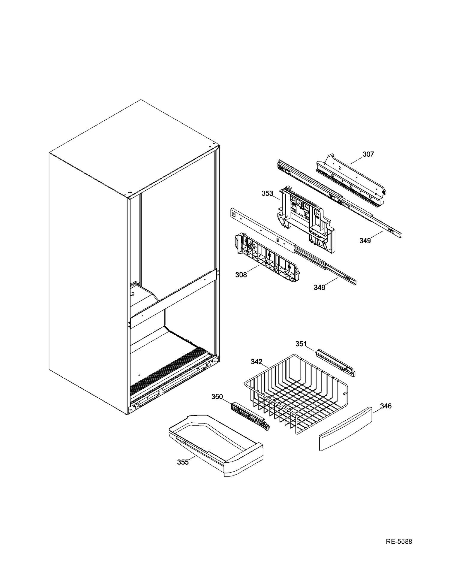 FZ BASKETS Diagram and Parts List for GNR22DGEAFWW  General Electric Refrigerator