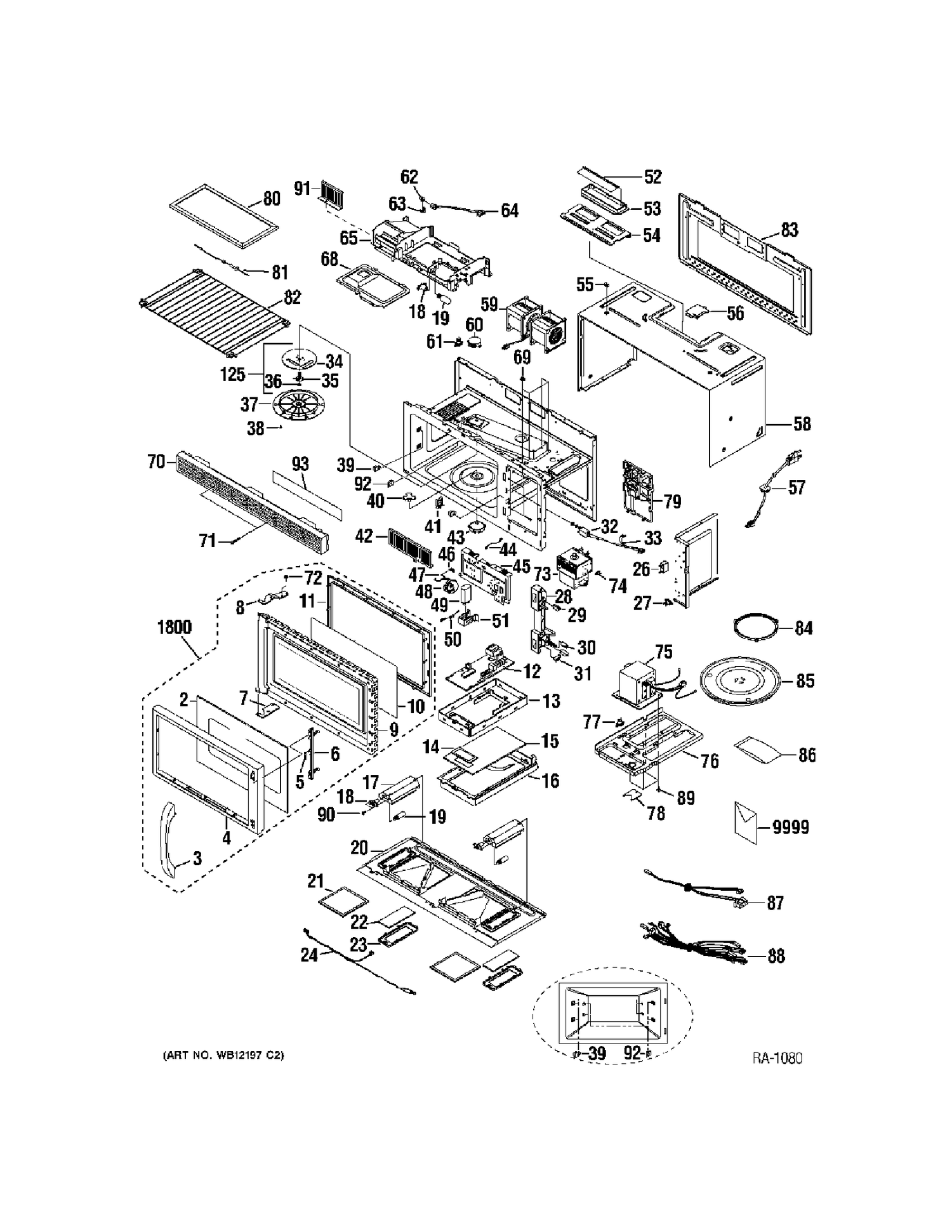 MICROWAVE Diagram and Parts List for JVM1660WBC05  General Electric Microwave