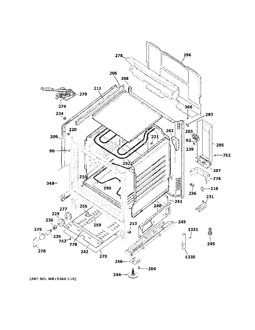 Body parts Diagram and Parts List for JB480SM2SS  General Electric Range